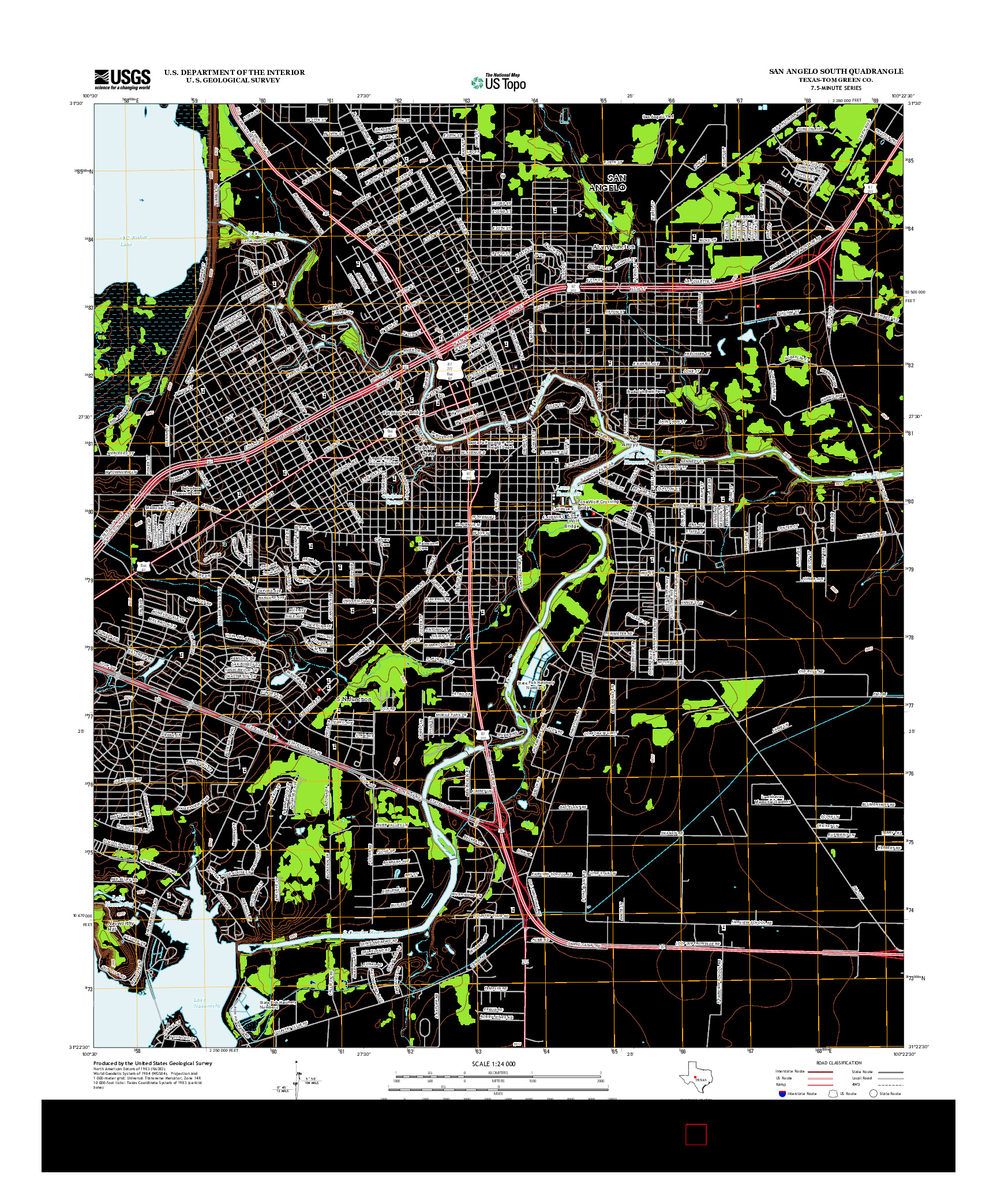 USGS US TOPO 7.5-MINUTE MAP FOR SAN ANGELO SOUTH, TX 2013