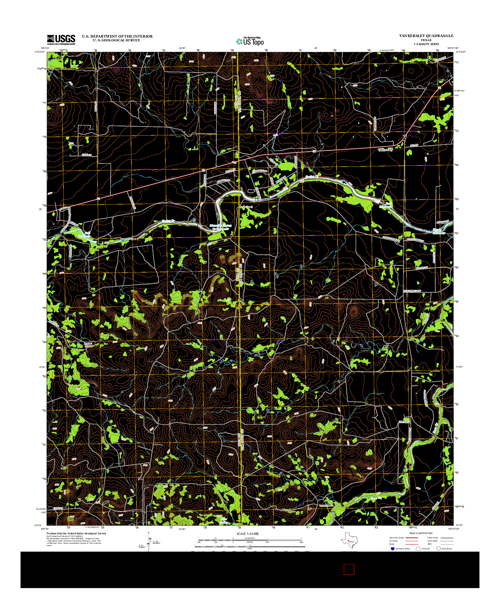 USGS US TOPO 7.5-MINUTE MAP FOR TANKERSLEY, TX 2013