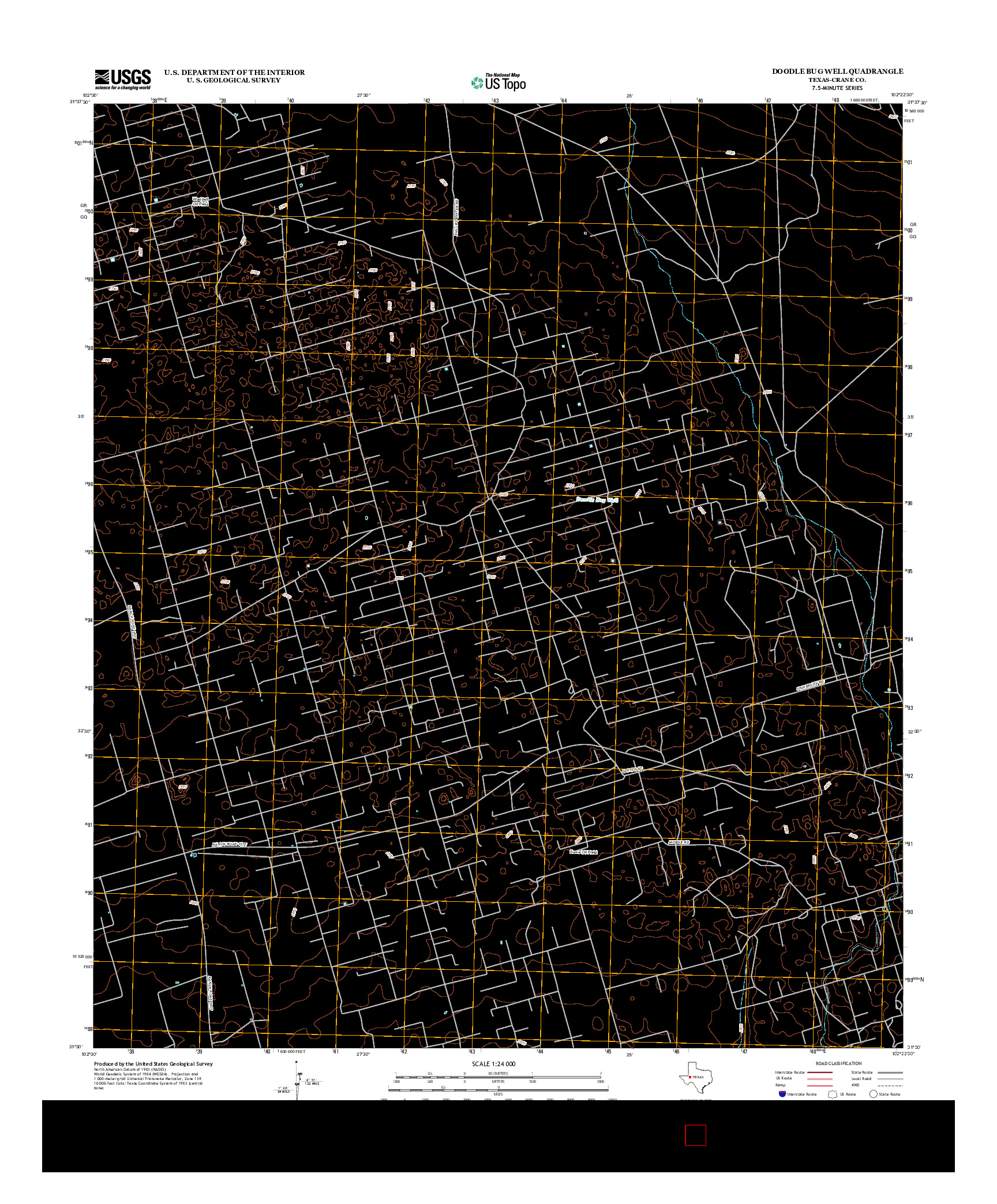 USGS US TOPO 7.5-MINUTE MAP FOR DOODLE BUG WELL, TX 2013