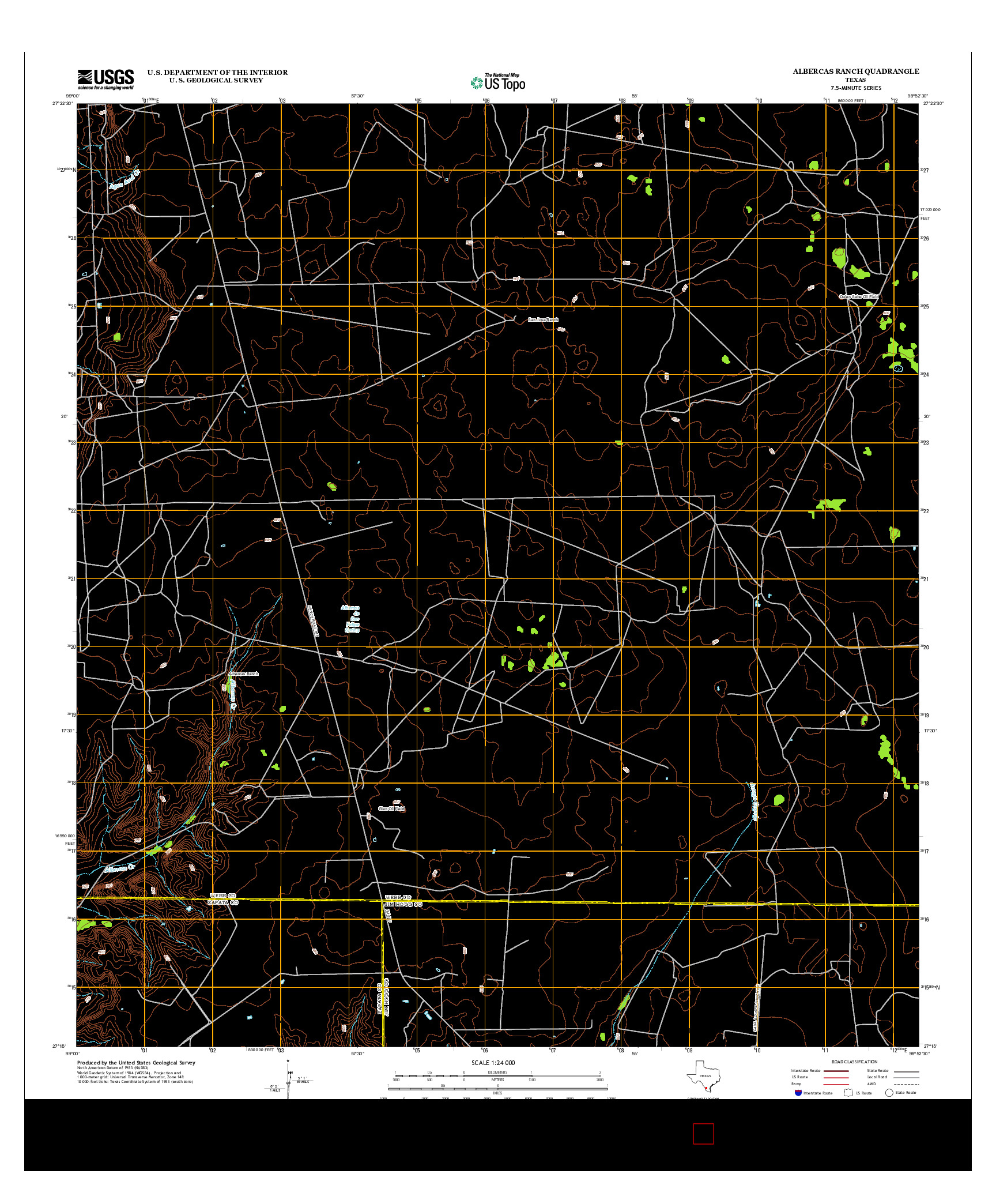 USGS US TOPO 7.5-MINUTE MAP FOR ALBERCAS RANCH, TX 2013