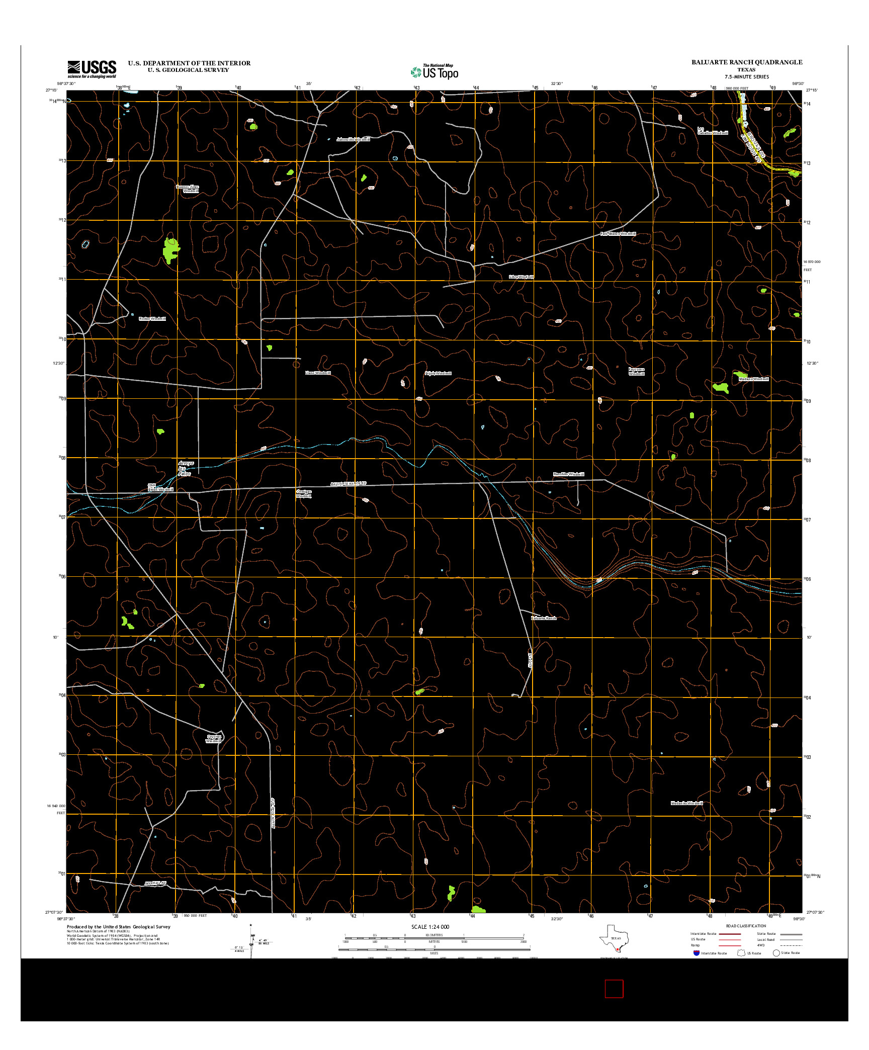 USGS US TOPO 7.5-MINUTE MAP FOR BALUARTE RANCH, TX 2013