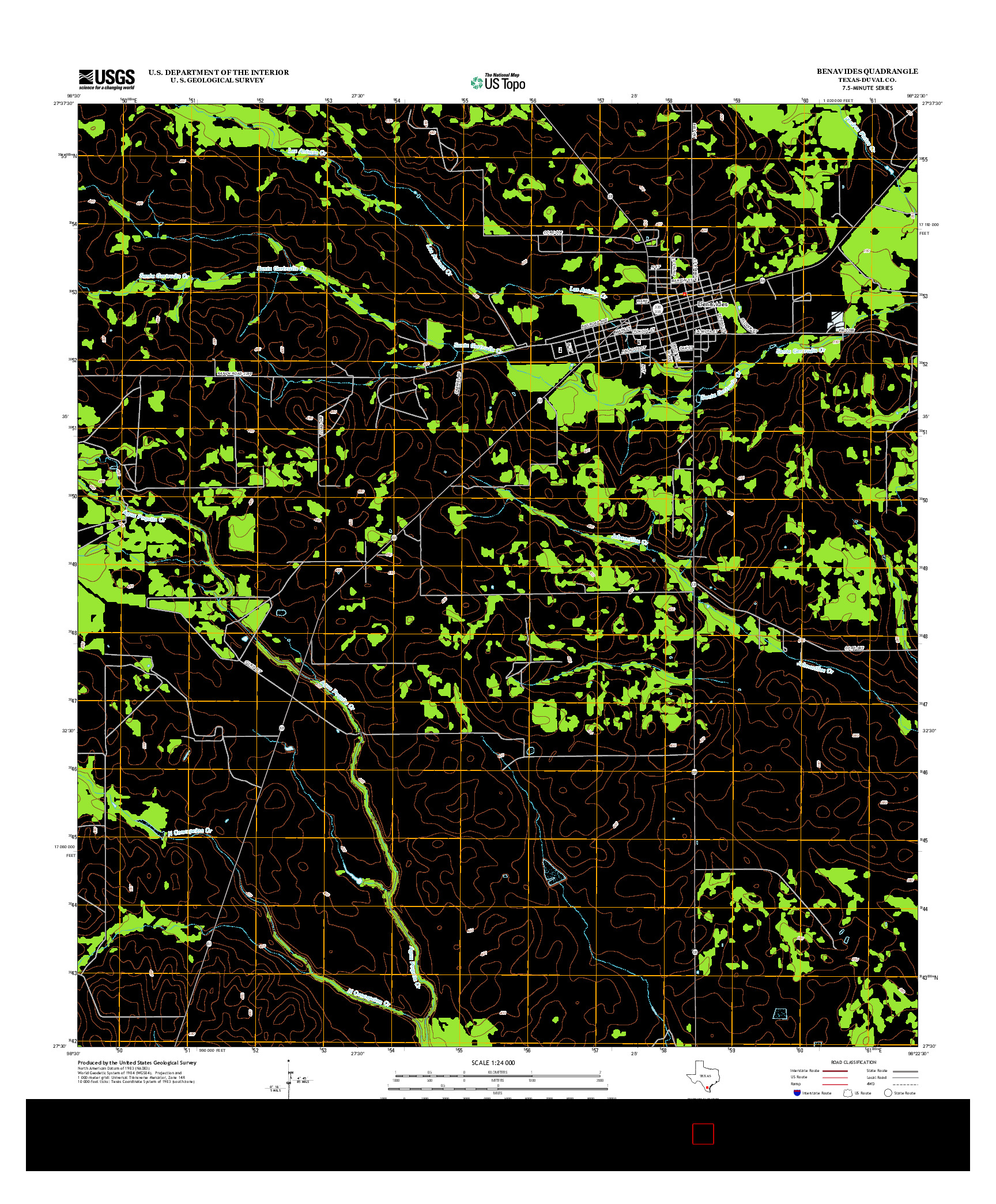 USGS US TOPO 7.5-MINUTE MAP FOR BENAVIDES, TX 2013