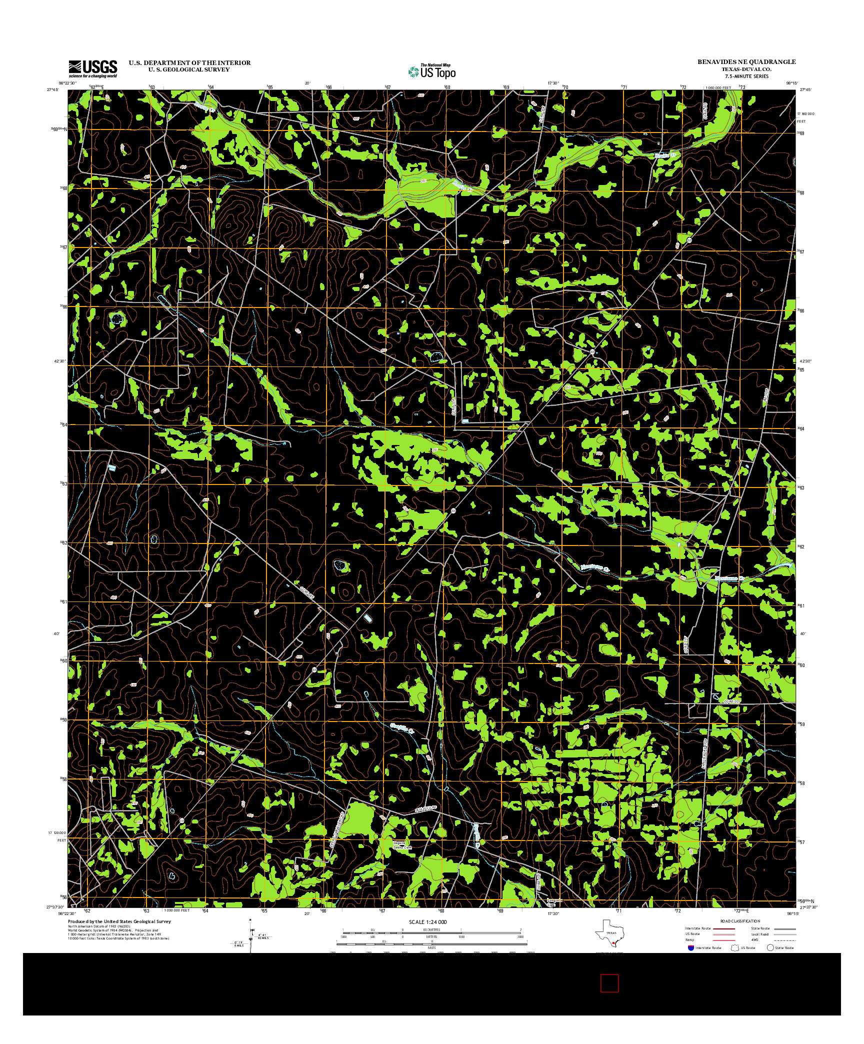 USGS US TOPO 7.5-MINUTE MAP FOR BENAVIDES NE, TX 2013