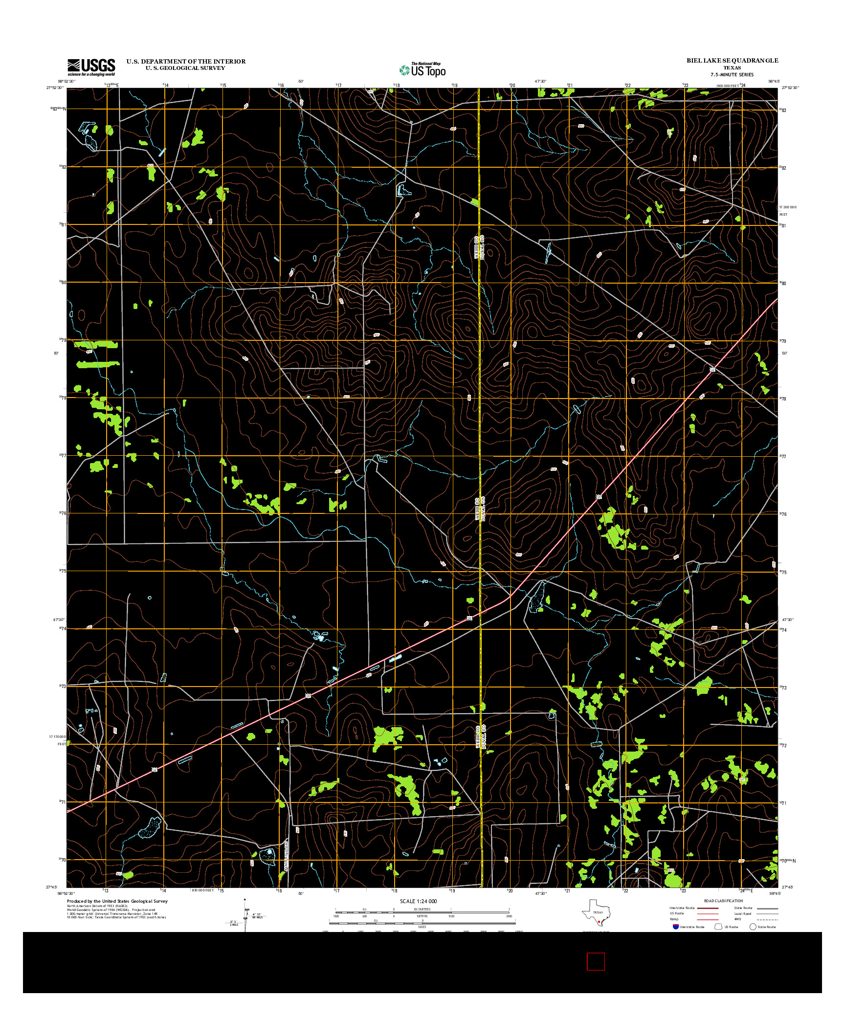 USGS US TOPO 7.5-MINUTE MAP FOR BIEL LAKE SE, TX 2013