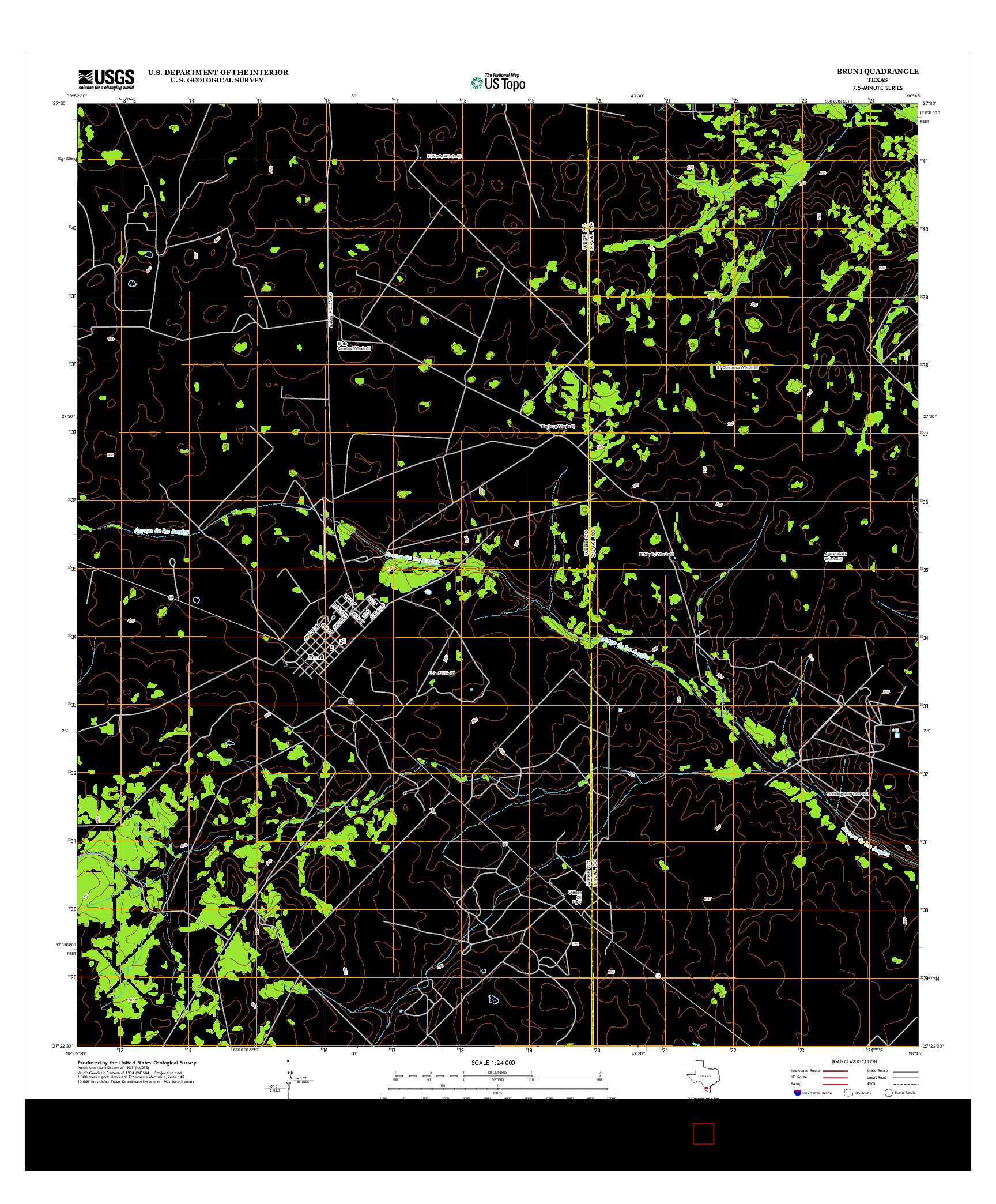 USGS US TOPO 7.5-MINUTE MAP FOR BRUNI, TX 2013