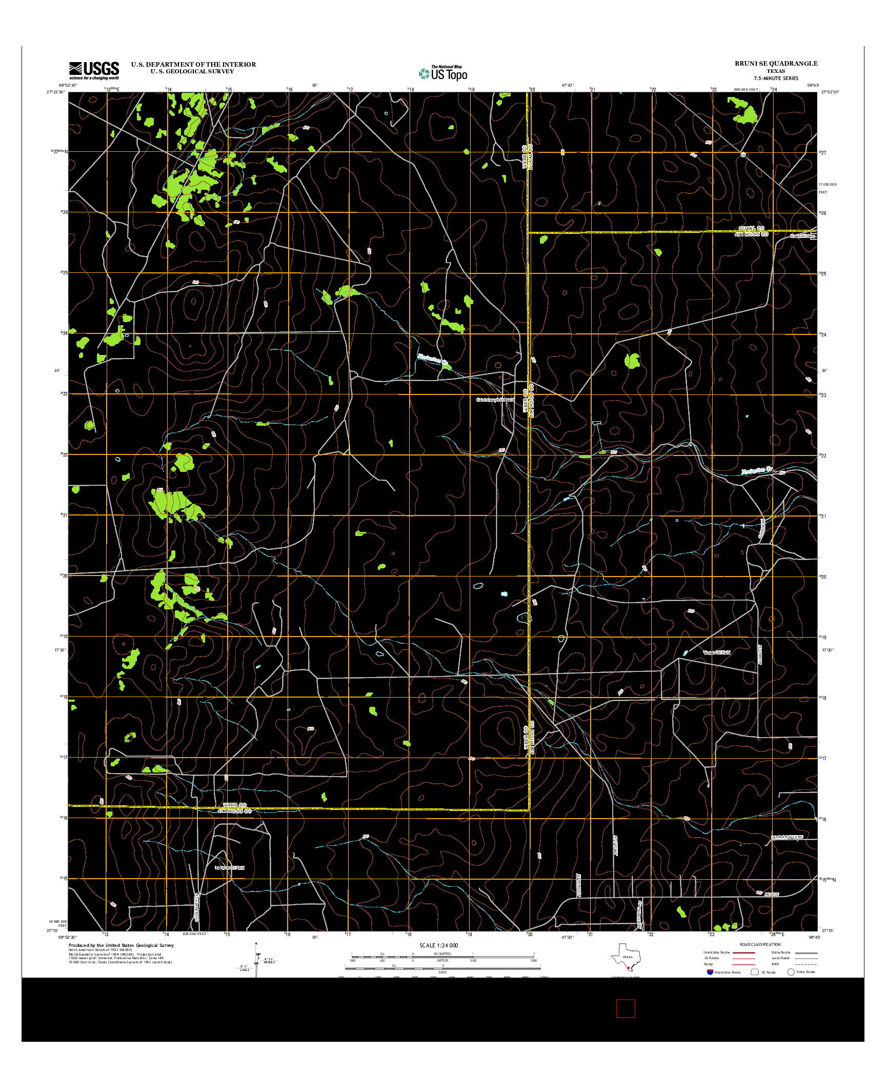 USGS US TOPO 7.5-MINUTE MAP FOR BRUNI SE, TX 2013