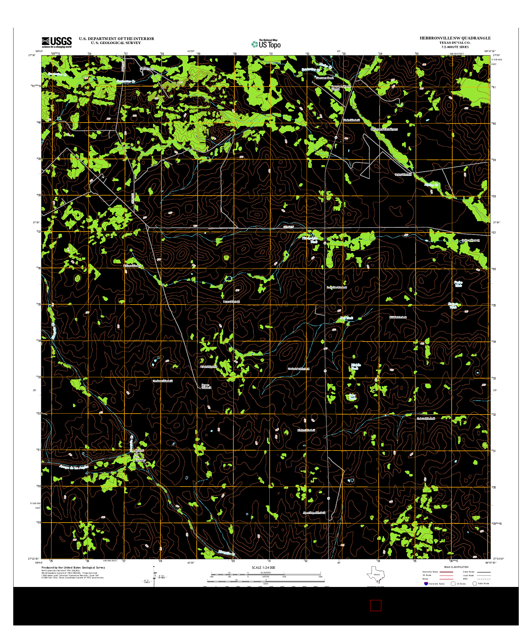 USGS US TOPO 7.5-MINUTE MAP FOR HEBBRONVILLE NW, TX 2013