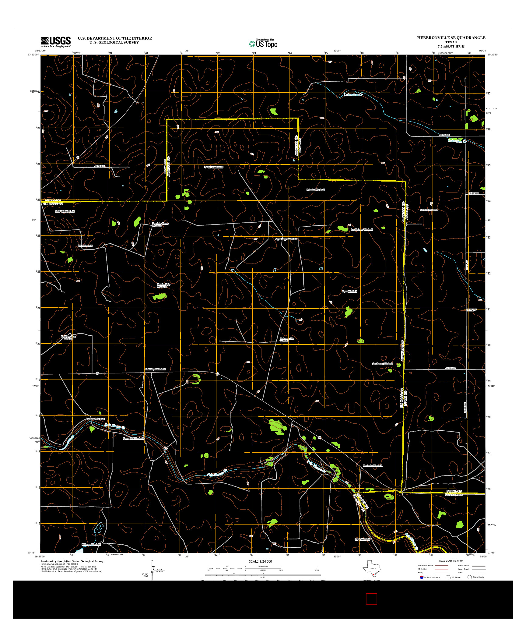 USGS US TOPO 7.5-MINUTE MAP FOR HEBBRONVILLE SE, TX 2013