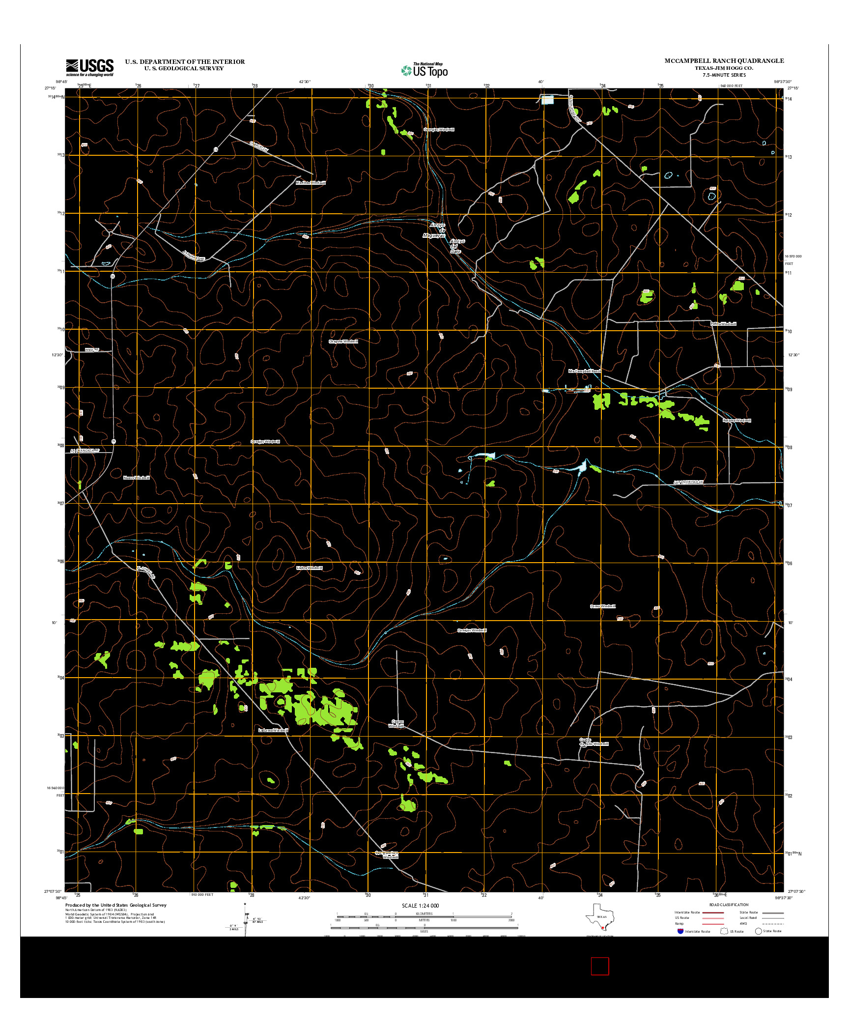 USGS US TOPO 7.5-MINUTE MAP FOR MCCAMPBELL RANCH, TX 2013