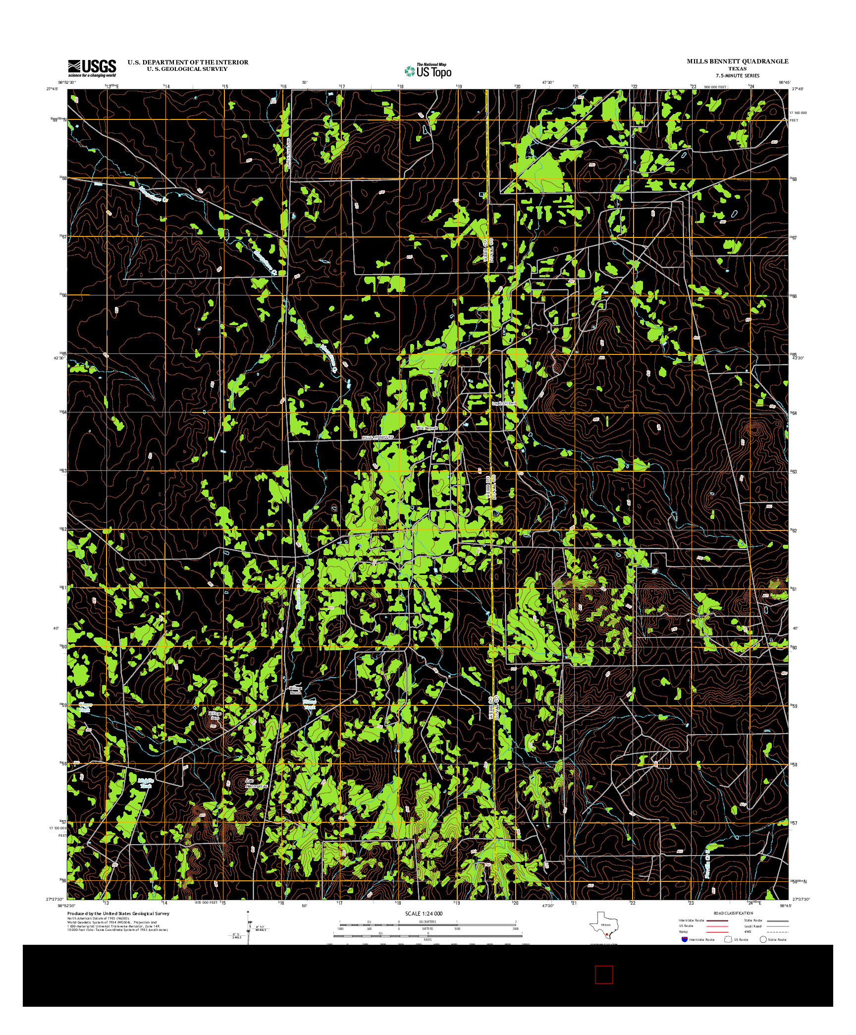 USGS US TOPO 7.5-MINUTE MAP FOR MILLS BENNETT, TX 2013