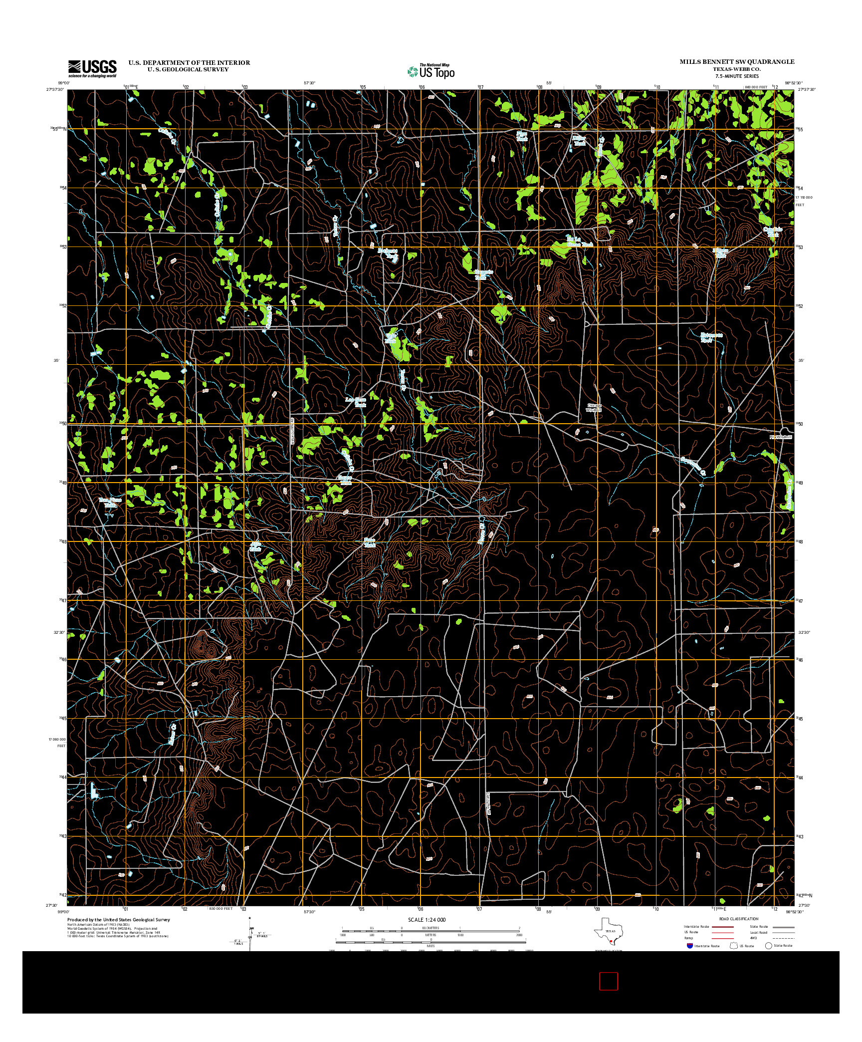 USGS US TOPO 7.5-MINUTE MAP FOR MILLS BENNETT SW, TX 2013