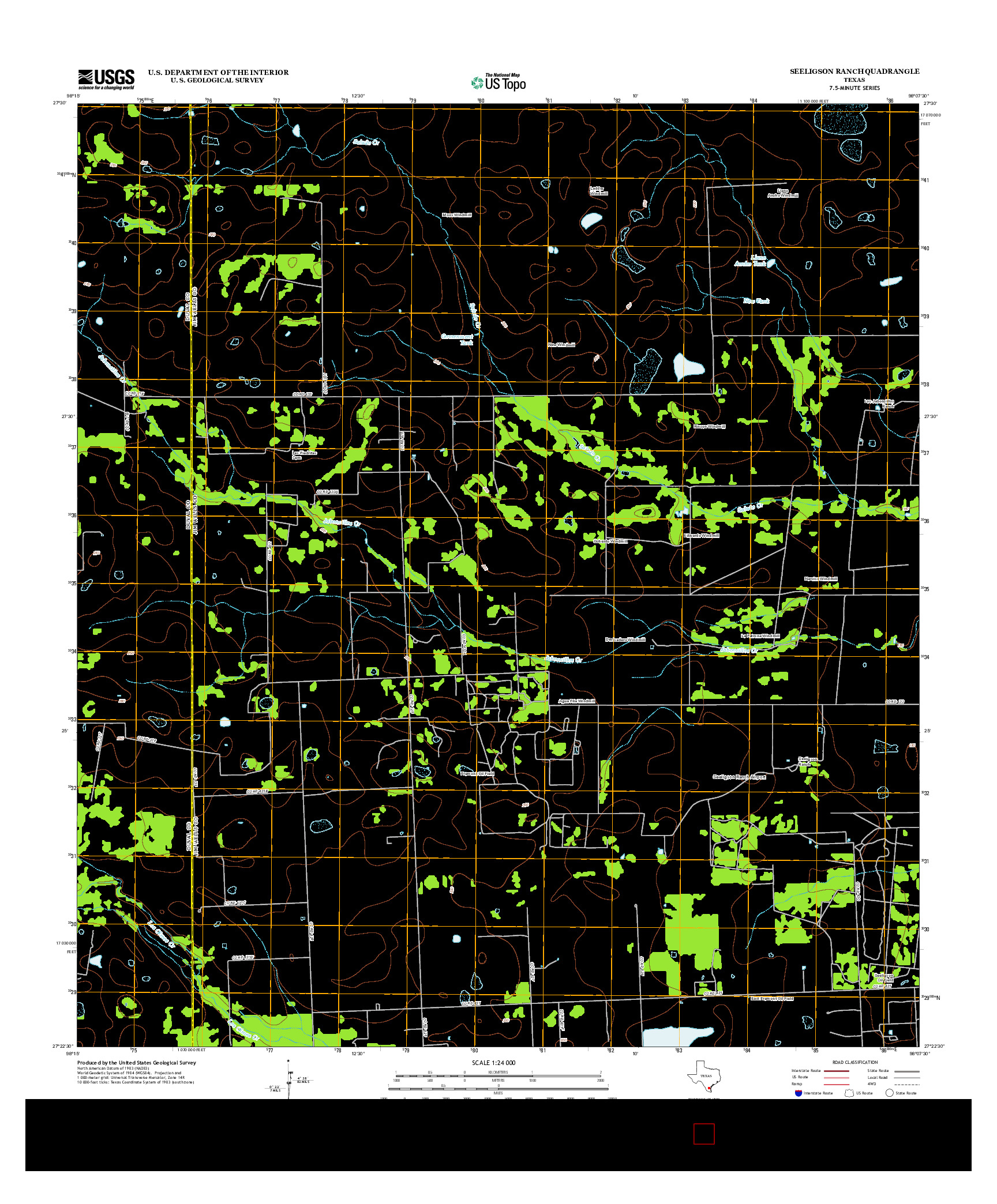 USGS US TOPO 7.5-MINUTE MAP FOR SEELIGSON RANCH, TX 2013