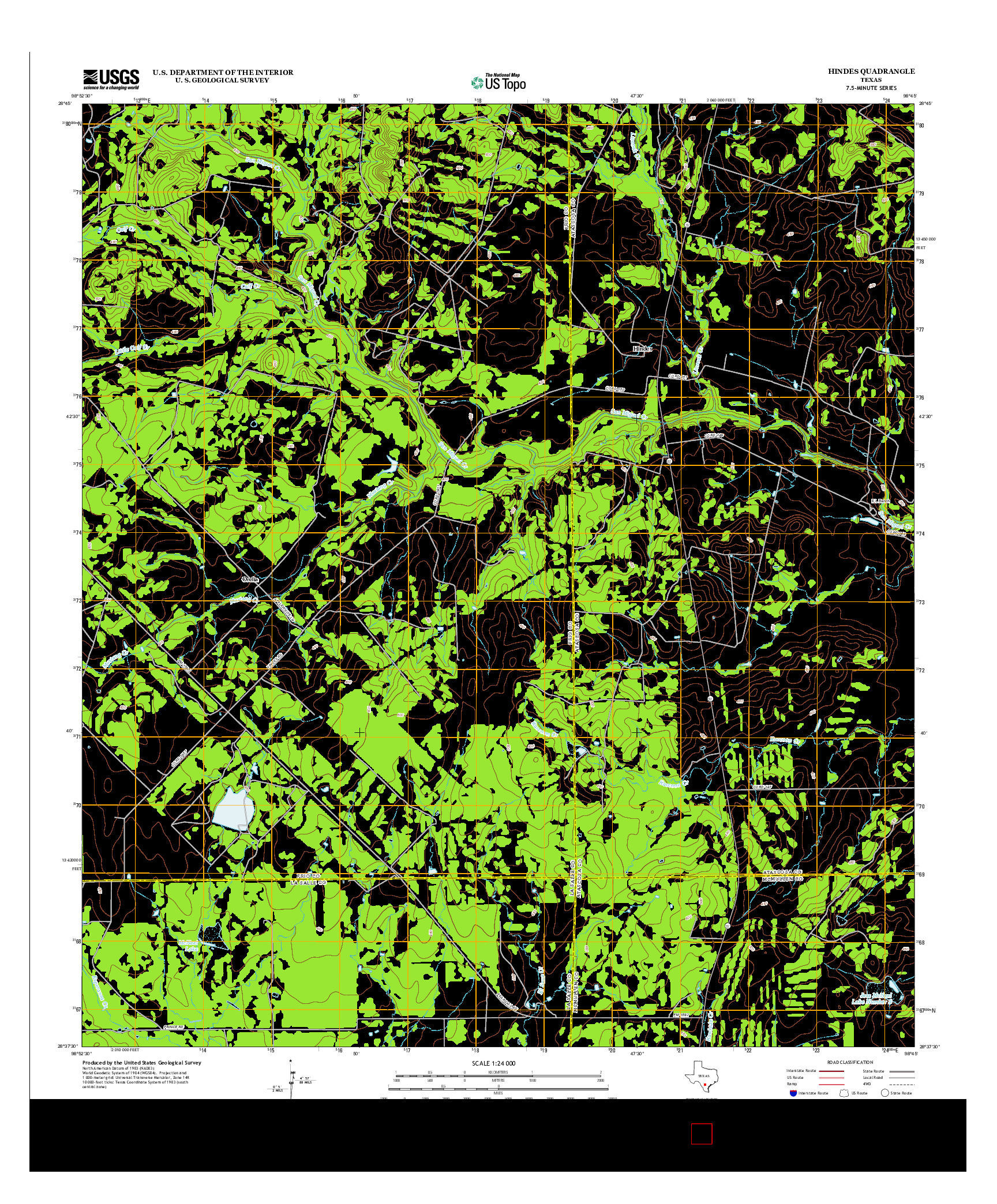 USGS US TOPO 7.5-MINUTE MAP FOR HINDES, TX 2013
