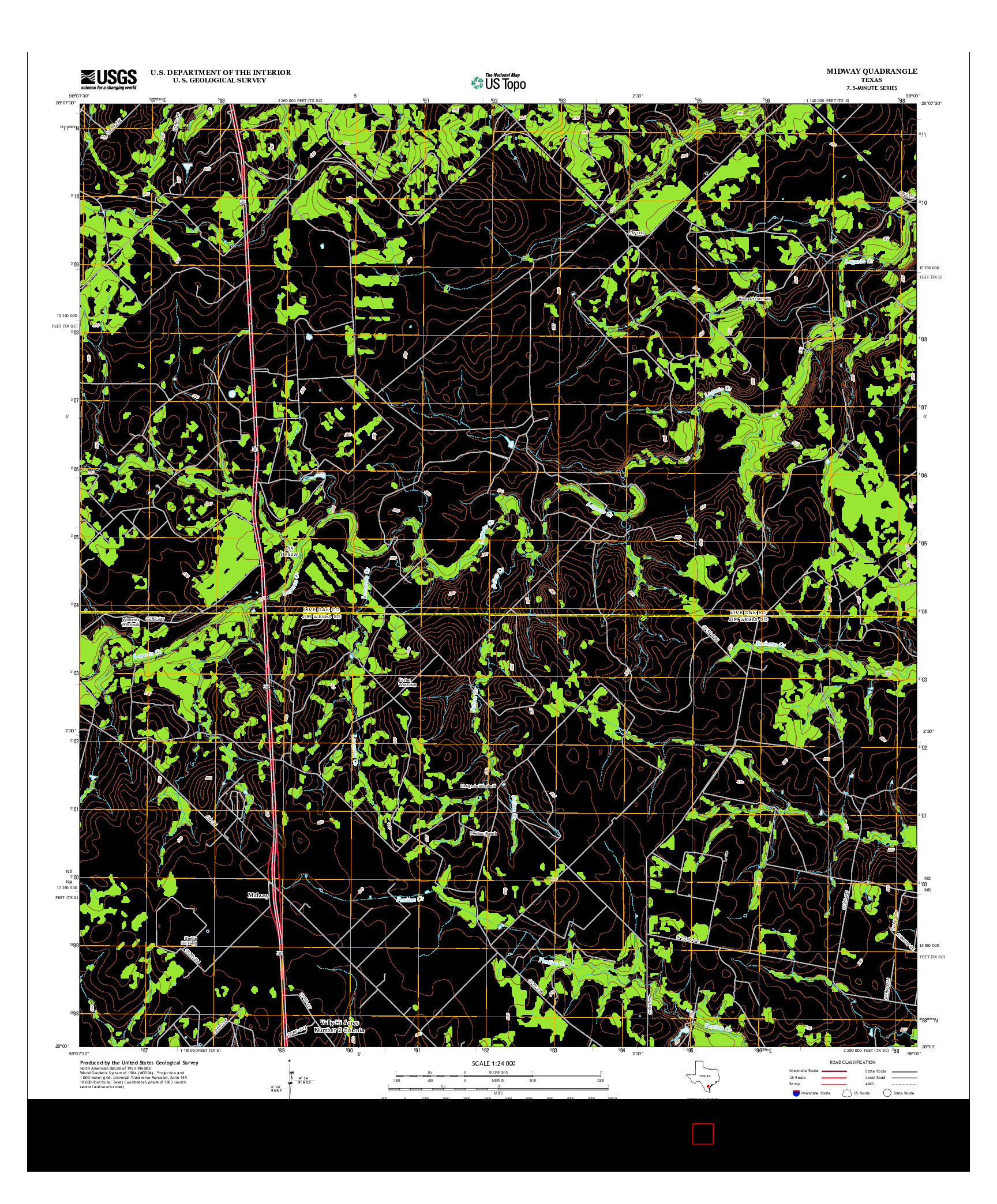USGS US TOPO 7.5-MINUTE MAP FOR MIDWAY, TX 2013