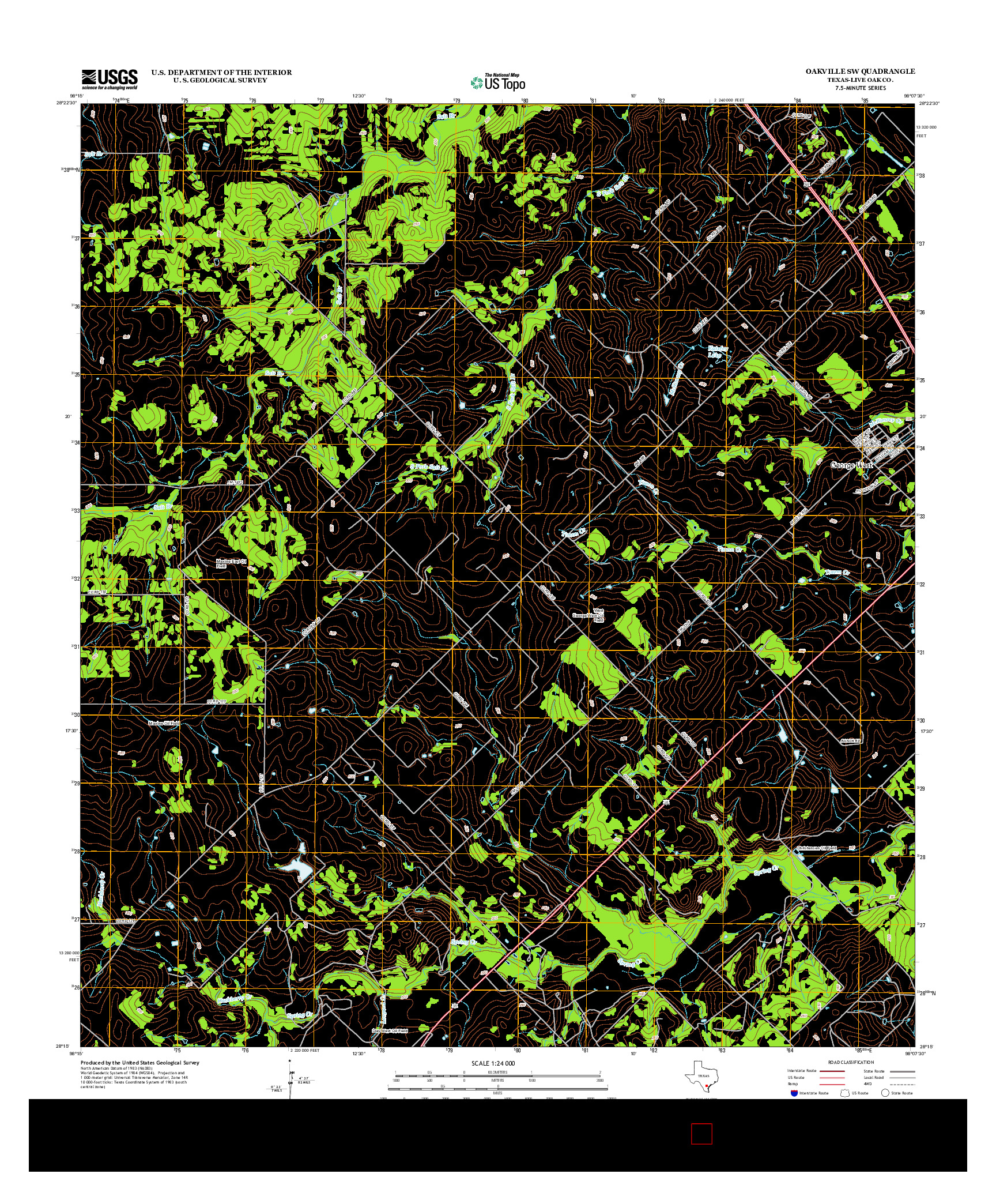 USGS US TOPO 7.5-MINUTE MAP FOR OAKVILLE SW, TX 2013