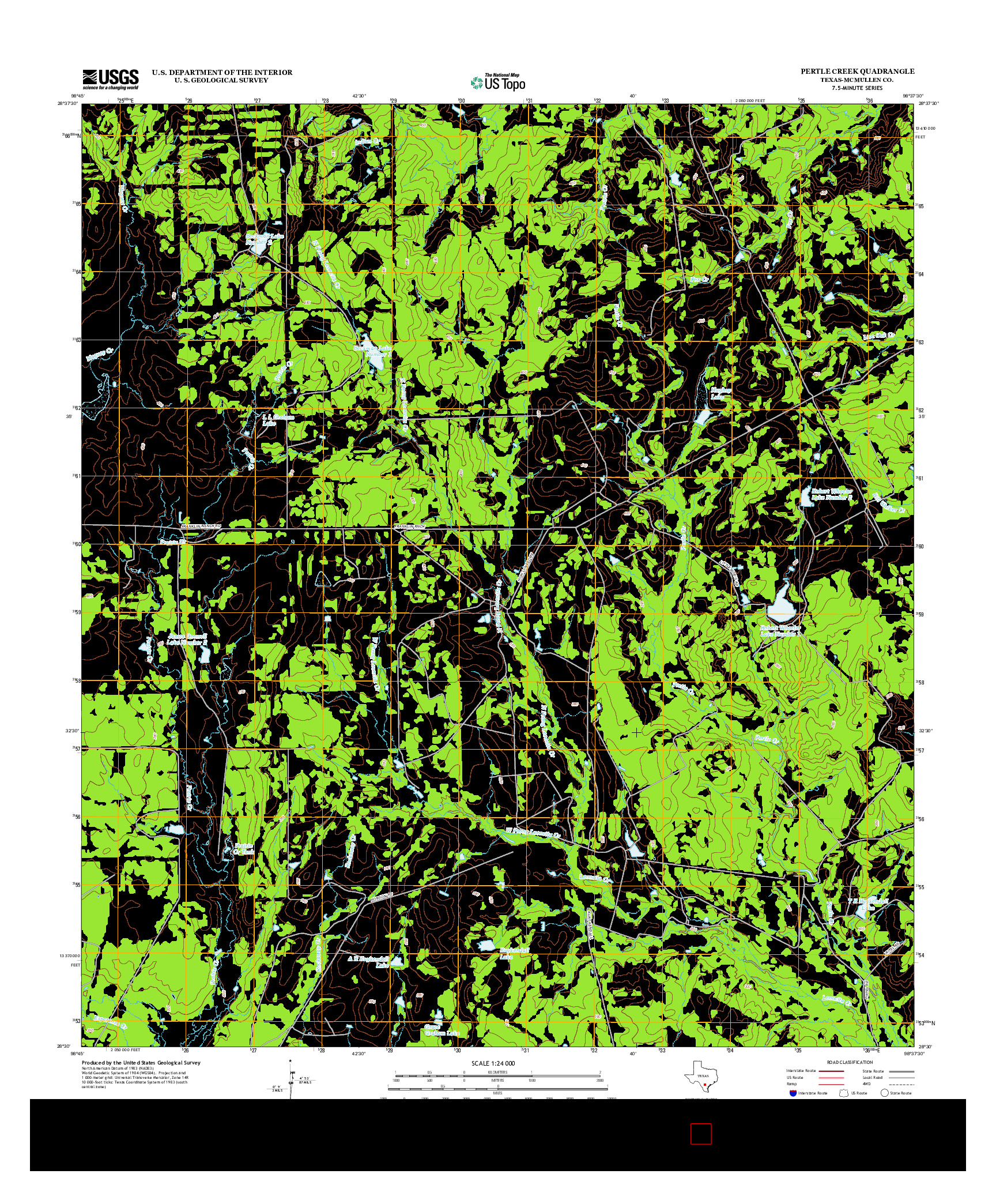 USGS US TOPO 7.5-MINUTE MAP FOR PERTLE CREEK, TX 2013