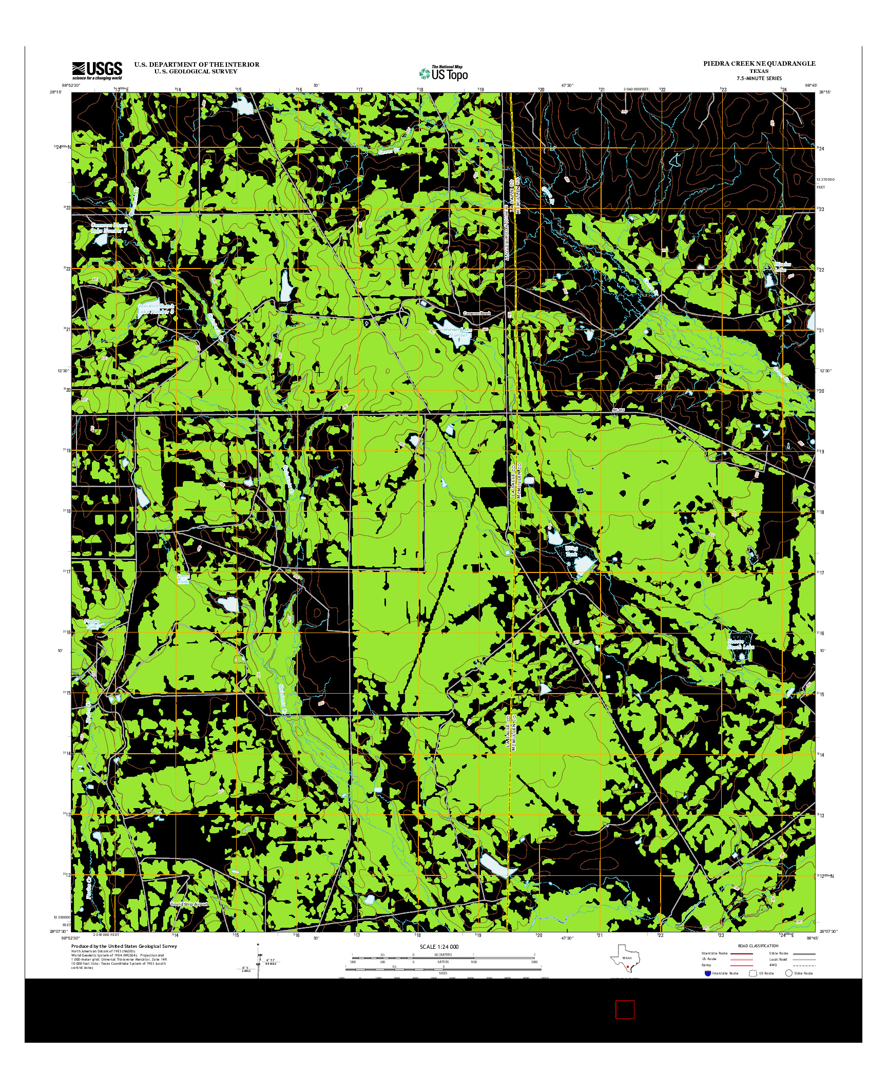 USGS US TOPO 7.5-MINUTE MAP FOR PIEDRA CREEK NE, TX 2013