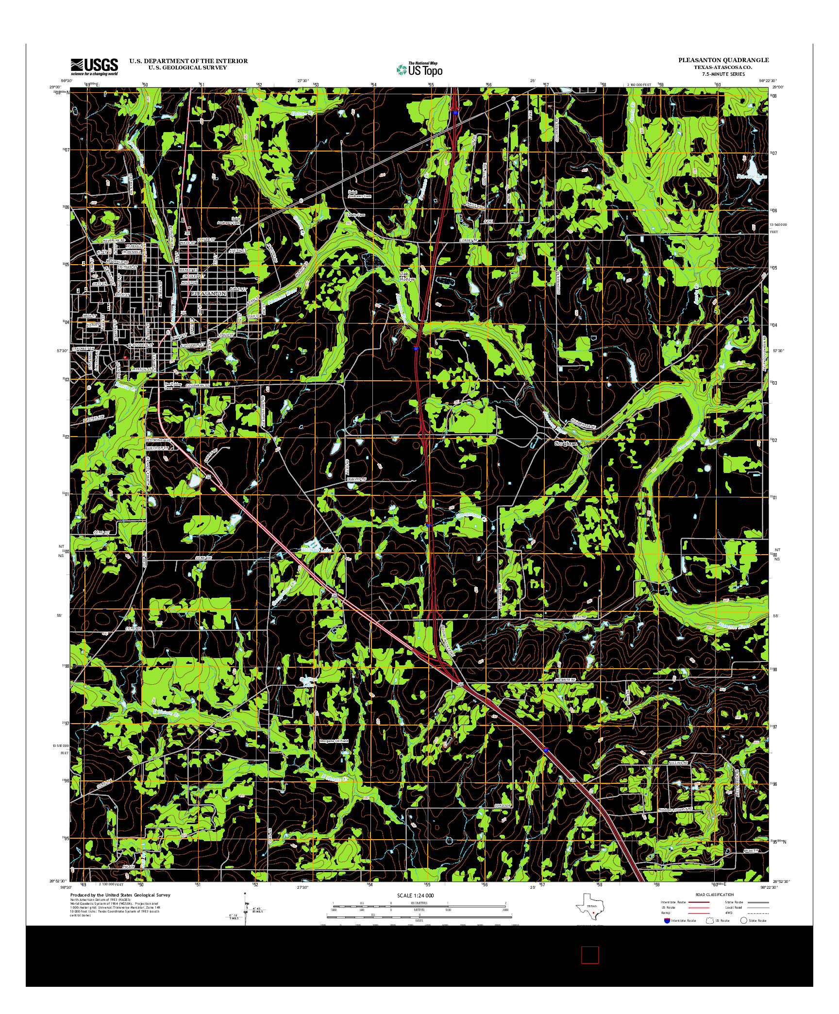 USGS US TOPO 7.5-MINUTE MAP FOR PLEASANTON, TX 2013