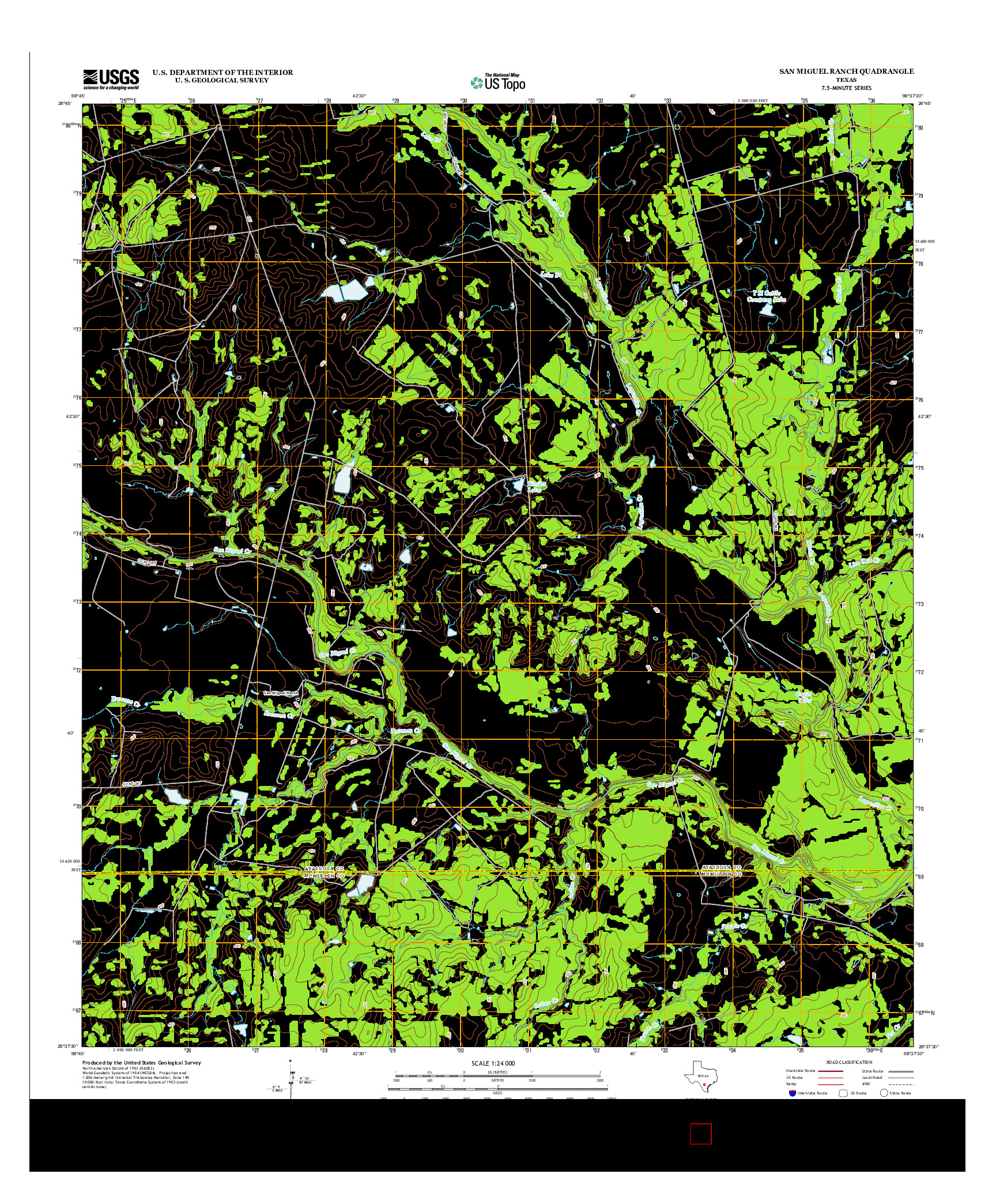 USGS US TOPO 7.5-MINUTE MAP FOR SAN MIGUEL RANCH, TX 2013