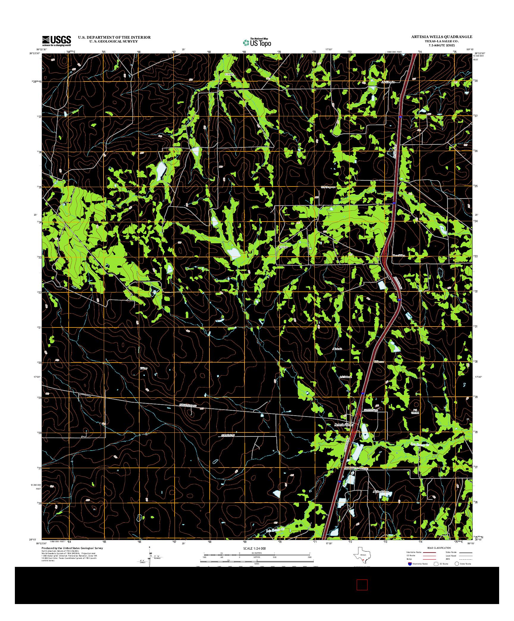 USGS US TOPO 7.5-MINUTE MAP FOR ARTESIA WELLS, TX 2013