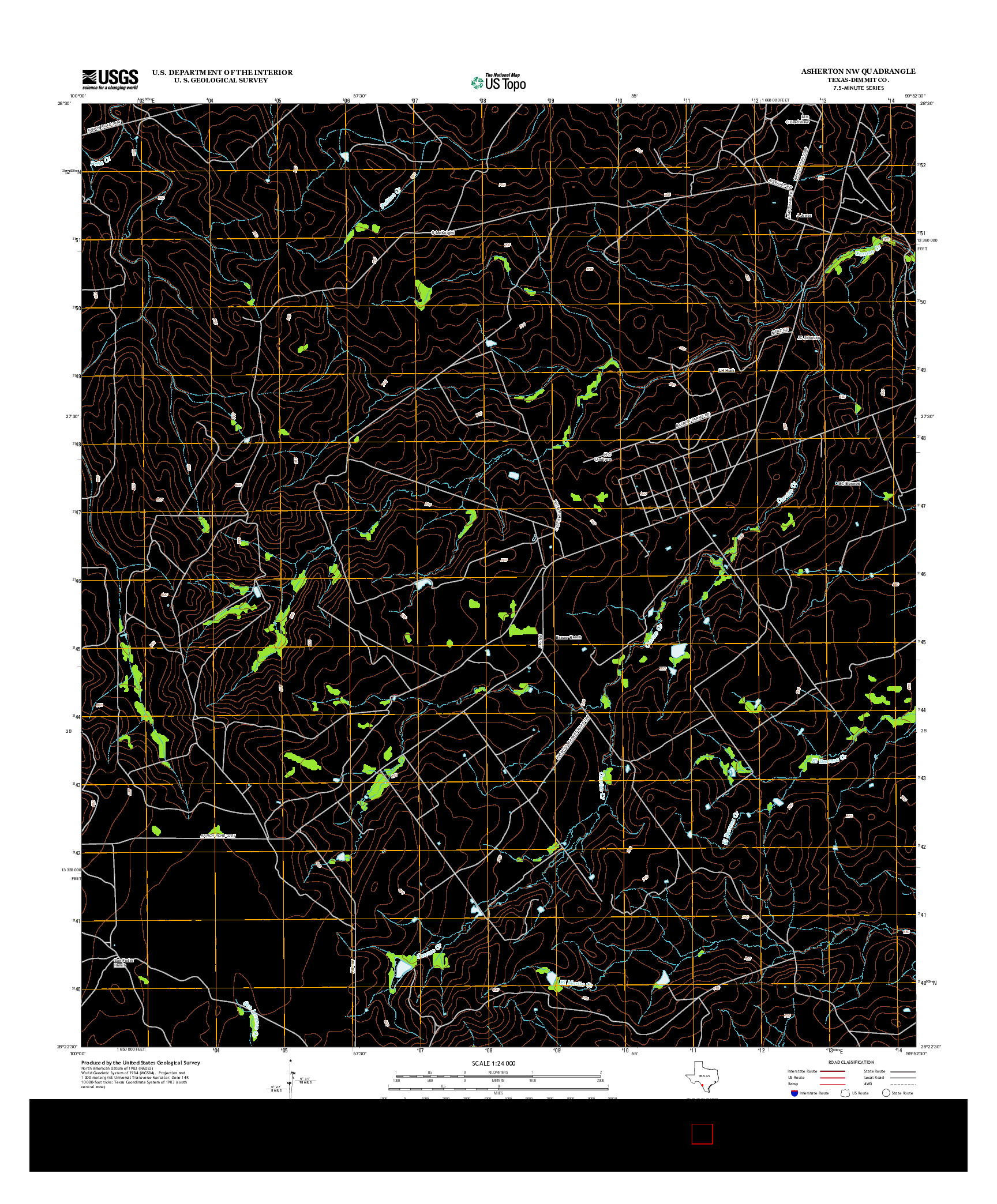 USGS US TOPO 7.5-MINUTE MAP FOR ASHERTON NW, TX 2013