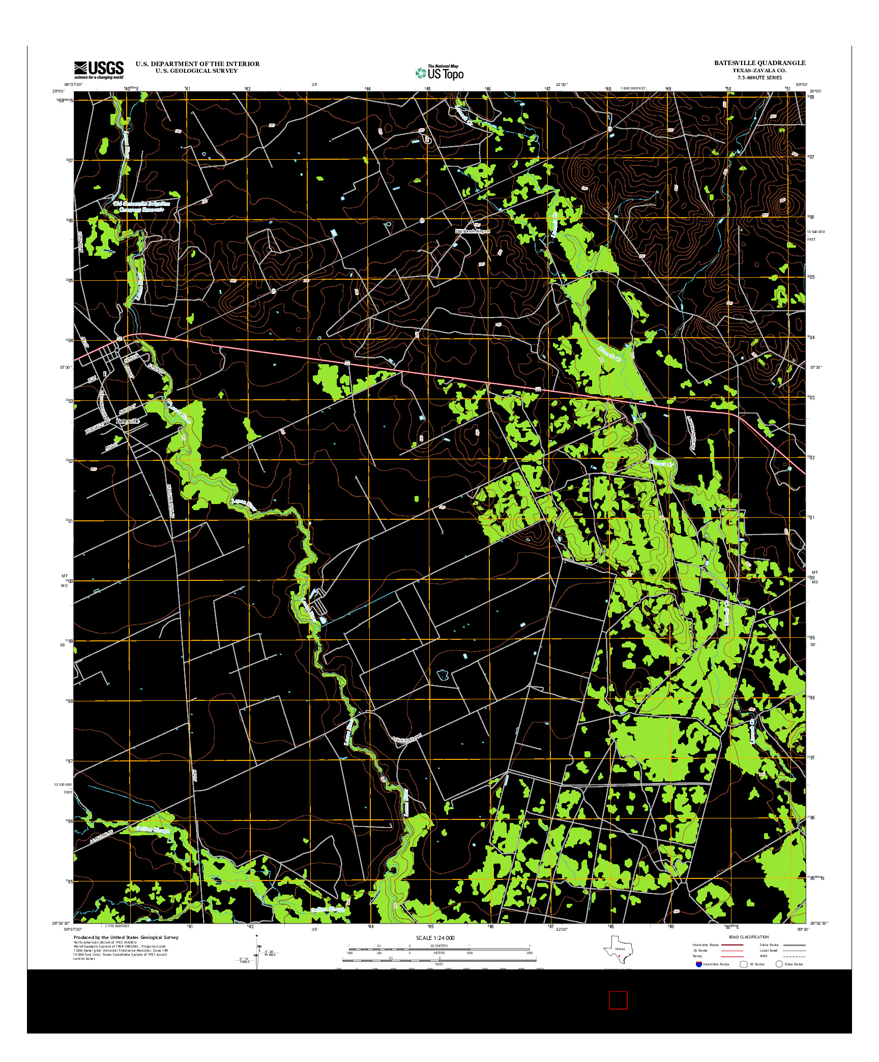 USGS US TOPO 7.5-MINUTE MAP FOR BATESVILLE, TX 2013