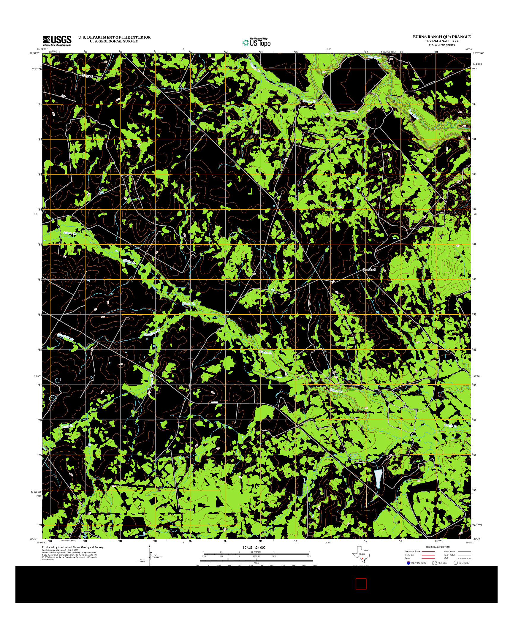 USGS US TOPO 7.5-MINUTE MAP FOR BURNS RANCH, TX 2013