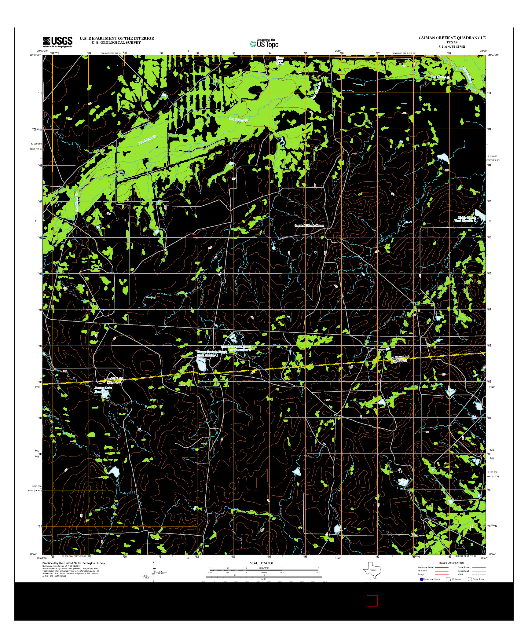 USGS US TOPO 7.5-MINUTE MAP FOR CAIMAN CREEK SE, TX 2013