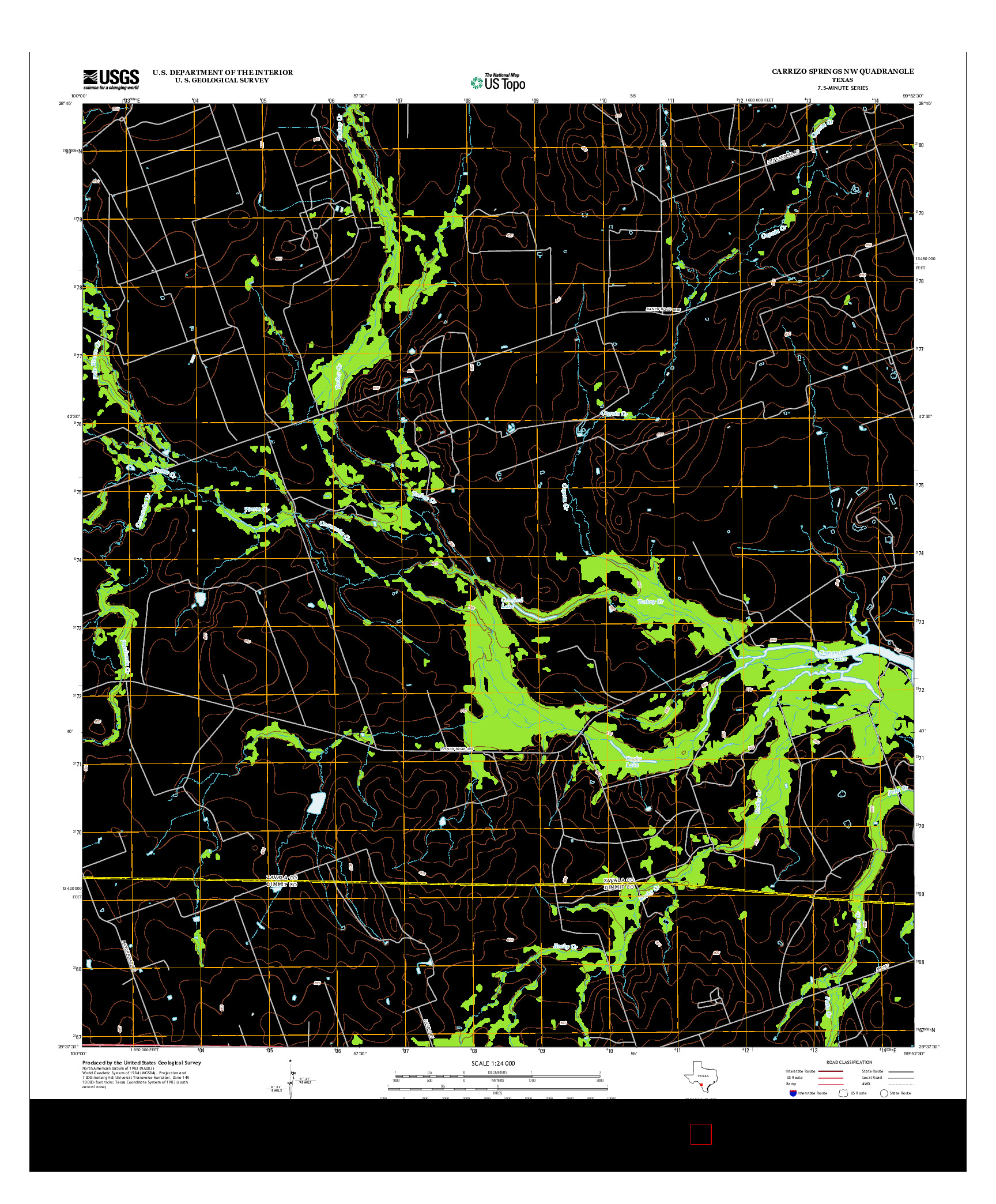 USGS US TOPO 7.5-MINUTE MAP FOR CARRIZO SPRINGS NW, TX 2013