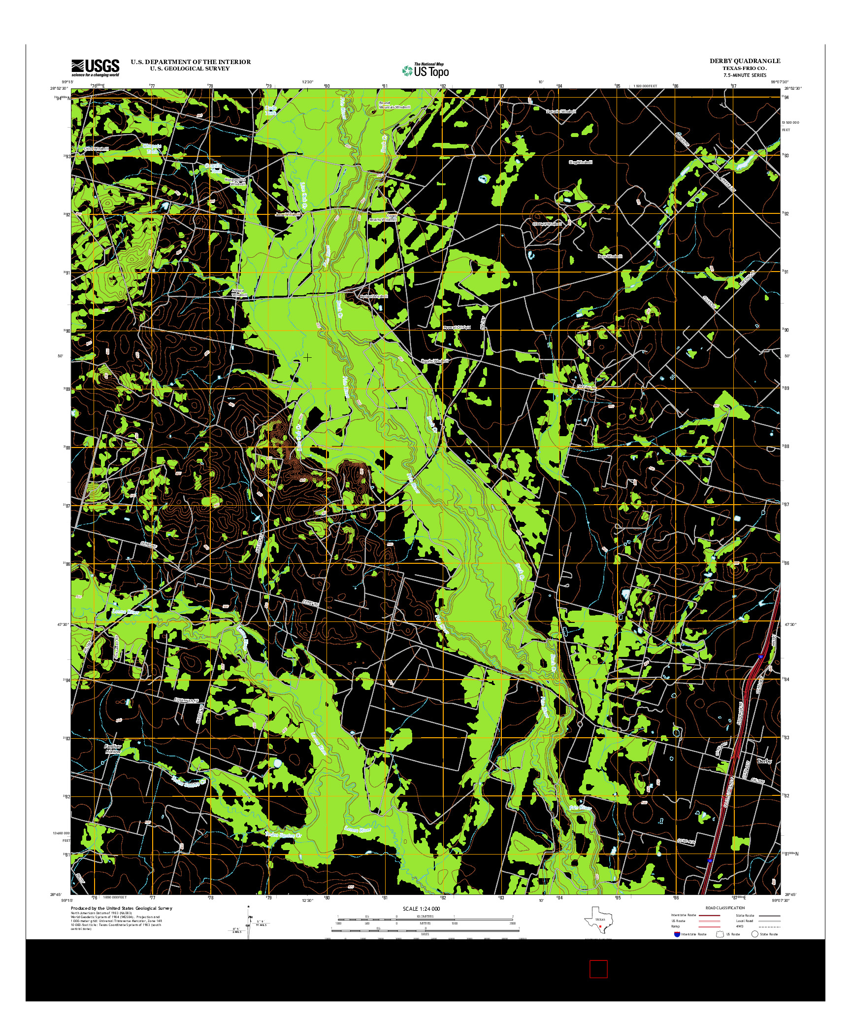 USGS US TOPO 7.5-MINUTE MAP FOR DERBY, TX 2013