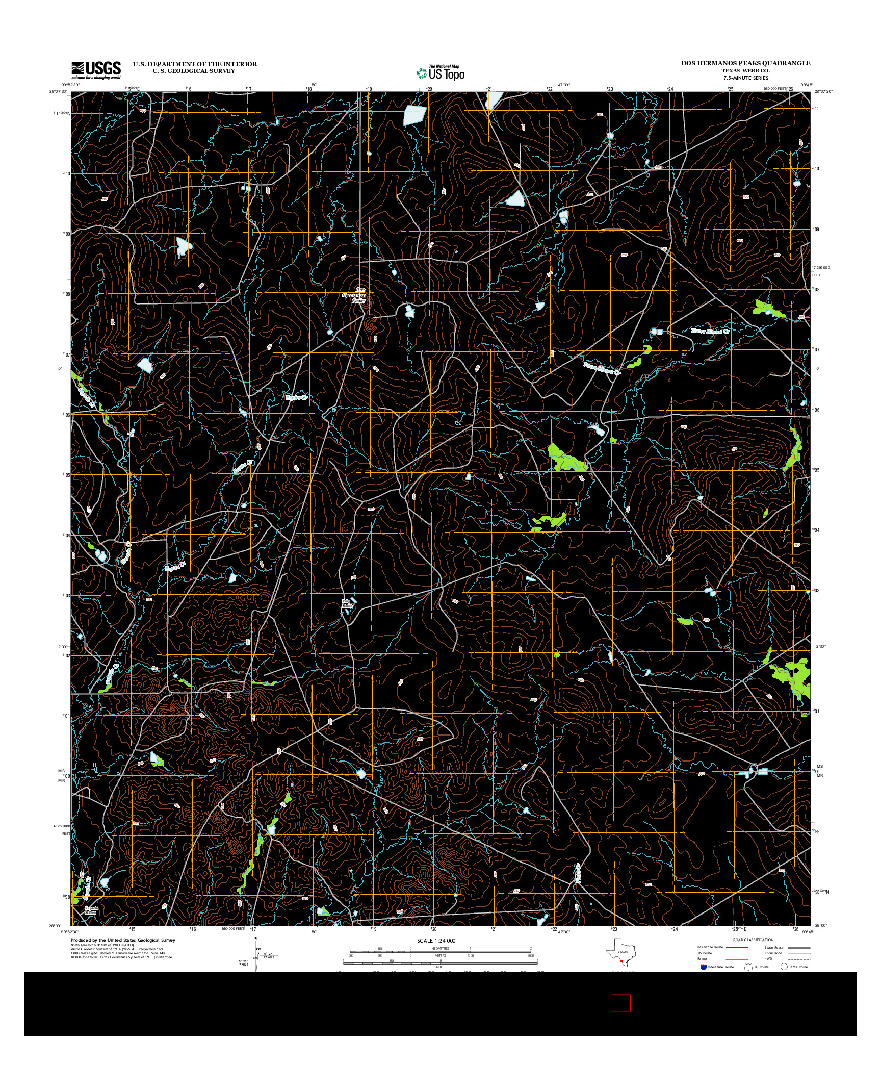 USGS US TOPO 7.5-MINUTE MAP FOR DOS HERMANOS PEAKS, TX 2013