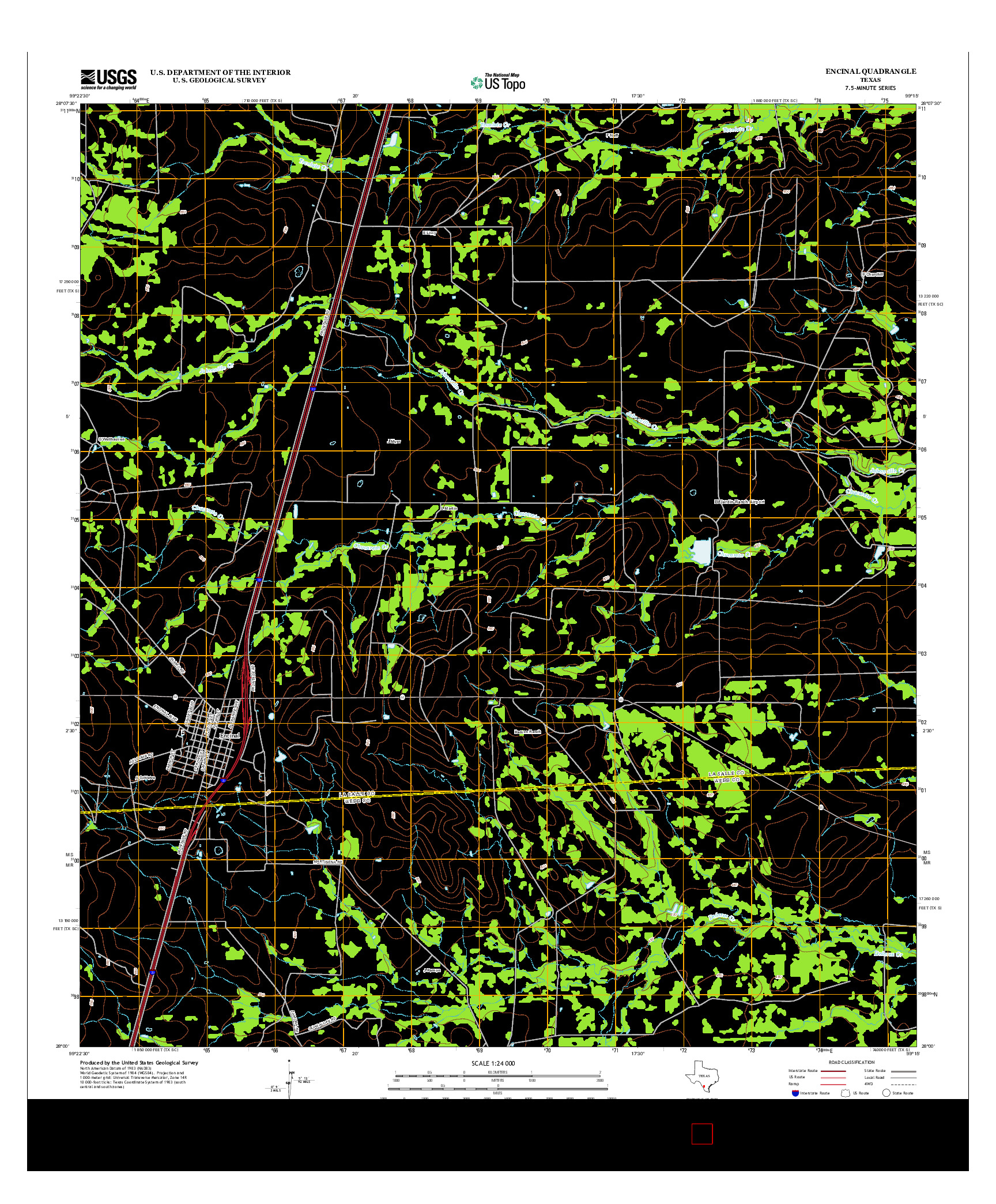 USGS US TOPO 7.5-MINUTE MAP FOR ENCINAL, TX 2013