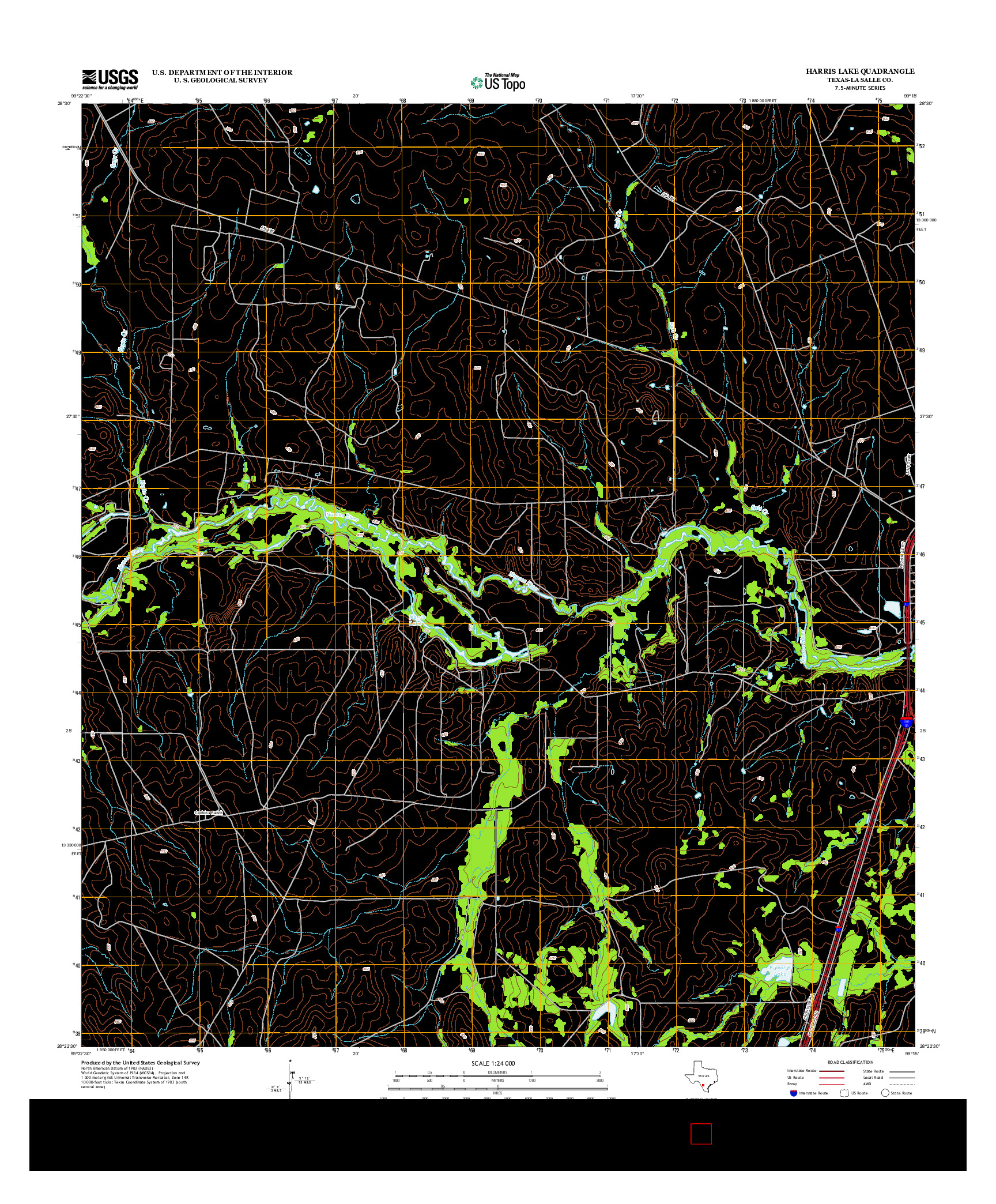 USGS US TOPO 7.5-MINUTE MAP FOR HARRIS LAKE, TX 2013