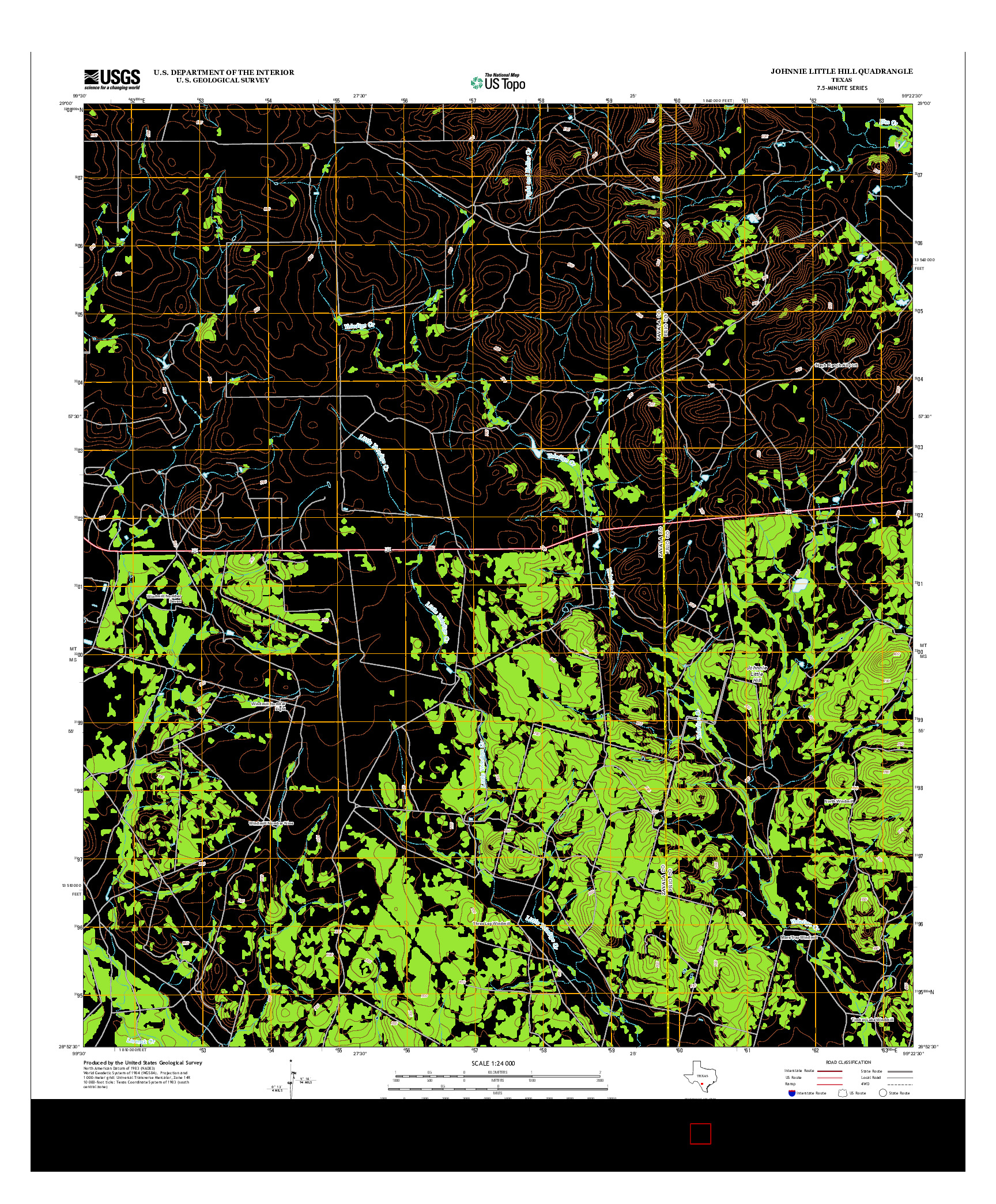 USGS US TOPO 7.5-MINUTE MAP FOR JOHNNIE LITTLE HILL, TX 2013