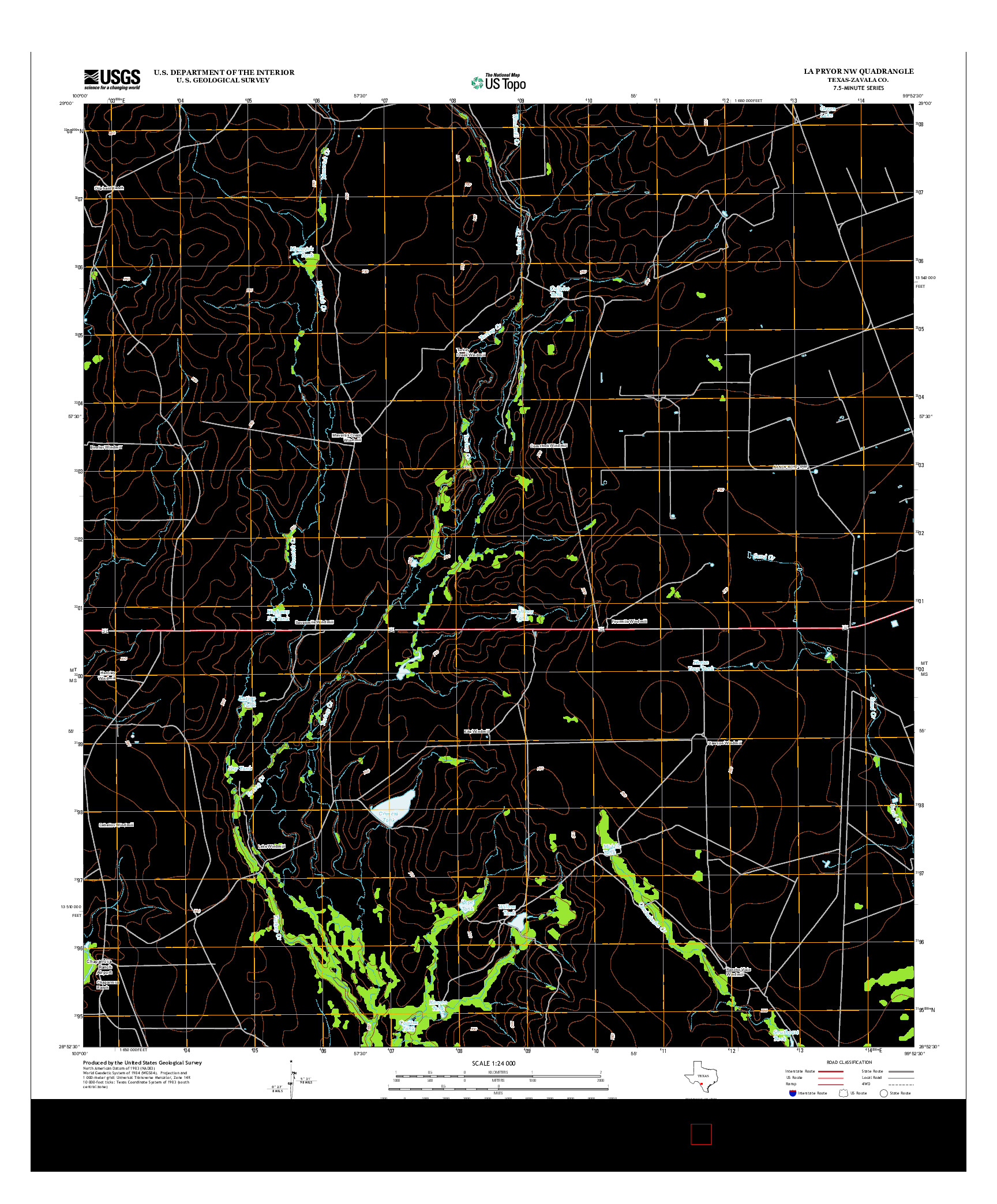 USGS US TOPO 7.5-MINUTE MAP FOR LA PRYOR NW, TX 2013