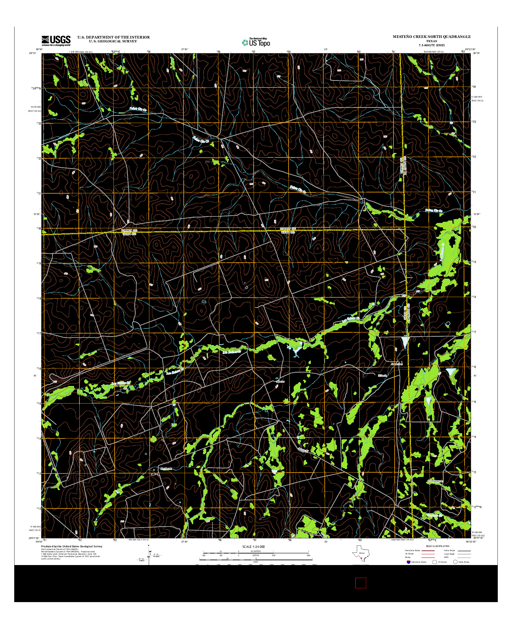 USGS US TOPO 7.5-MINUTE MAP FOR MESTEñO CREEK NORTH, TX 2013