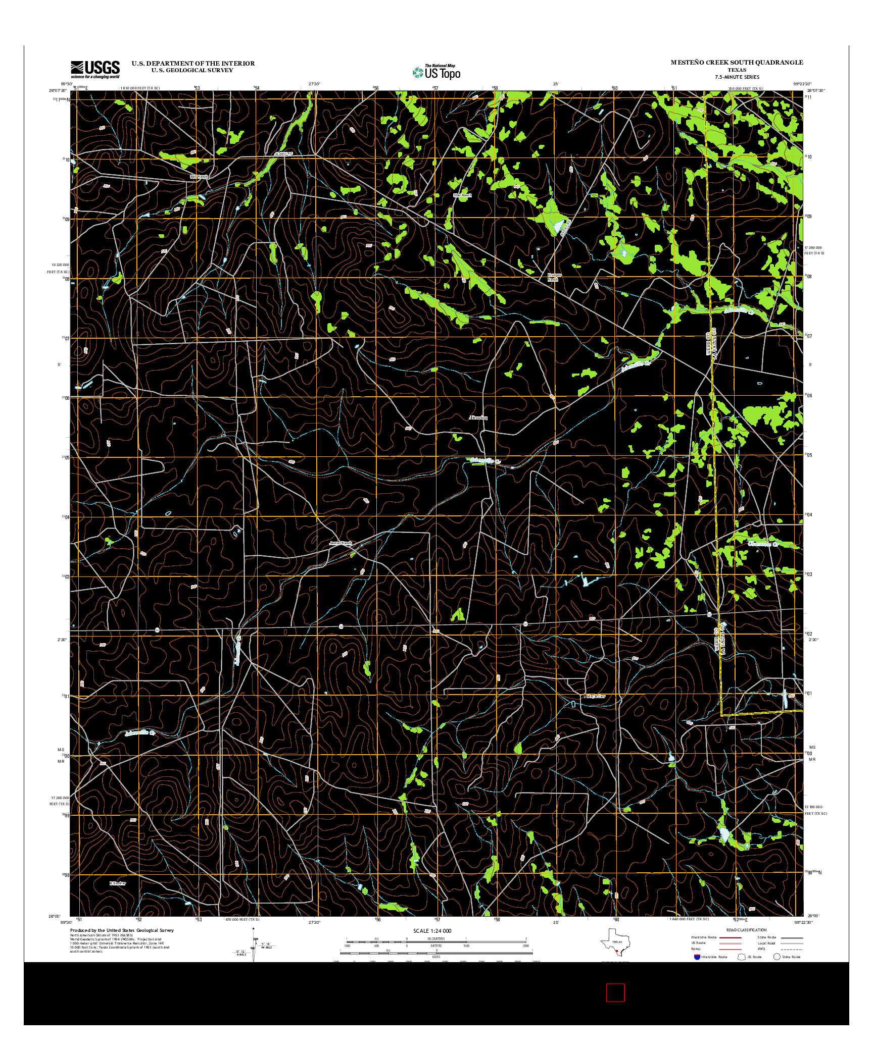 USGS US TOPO 7.5-MINUTE MAP FOR MESTEñO CREEK SOUTH, TX 2013