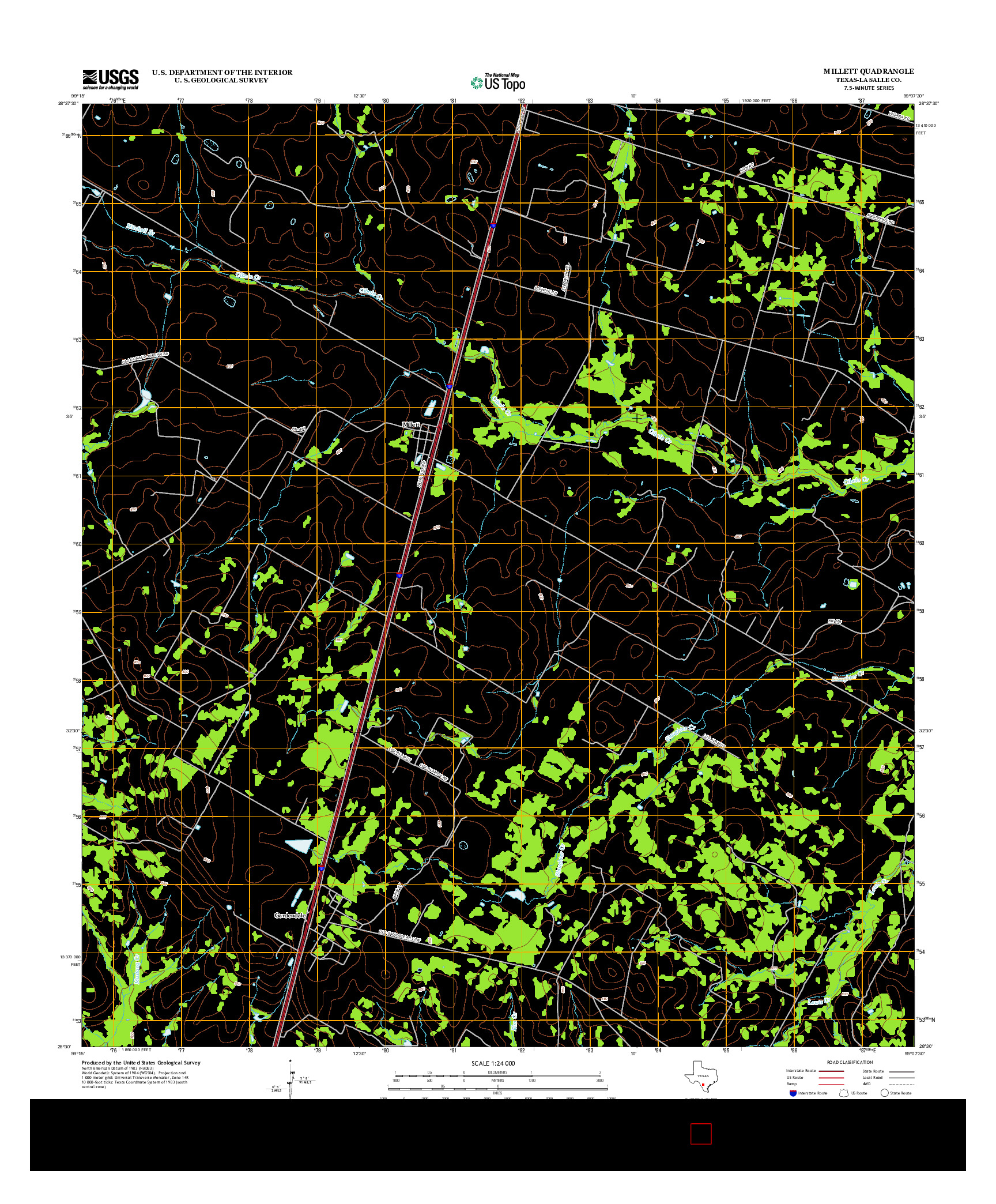USGS US TOPO 7.5-MINUTE MAP FOR MILLETT, TX 2013