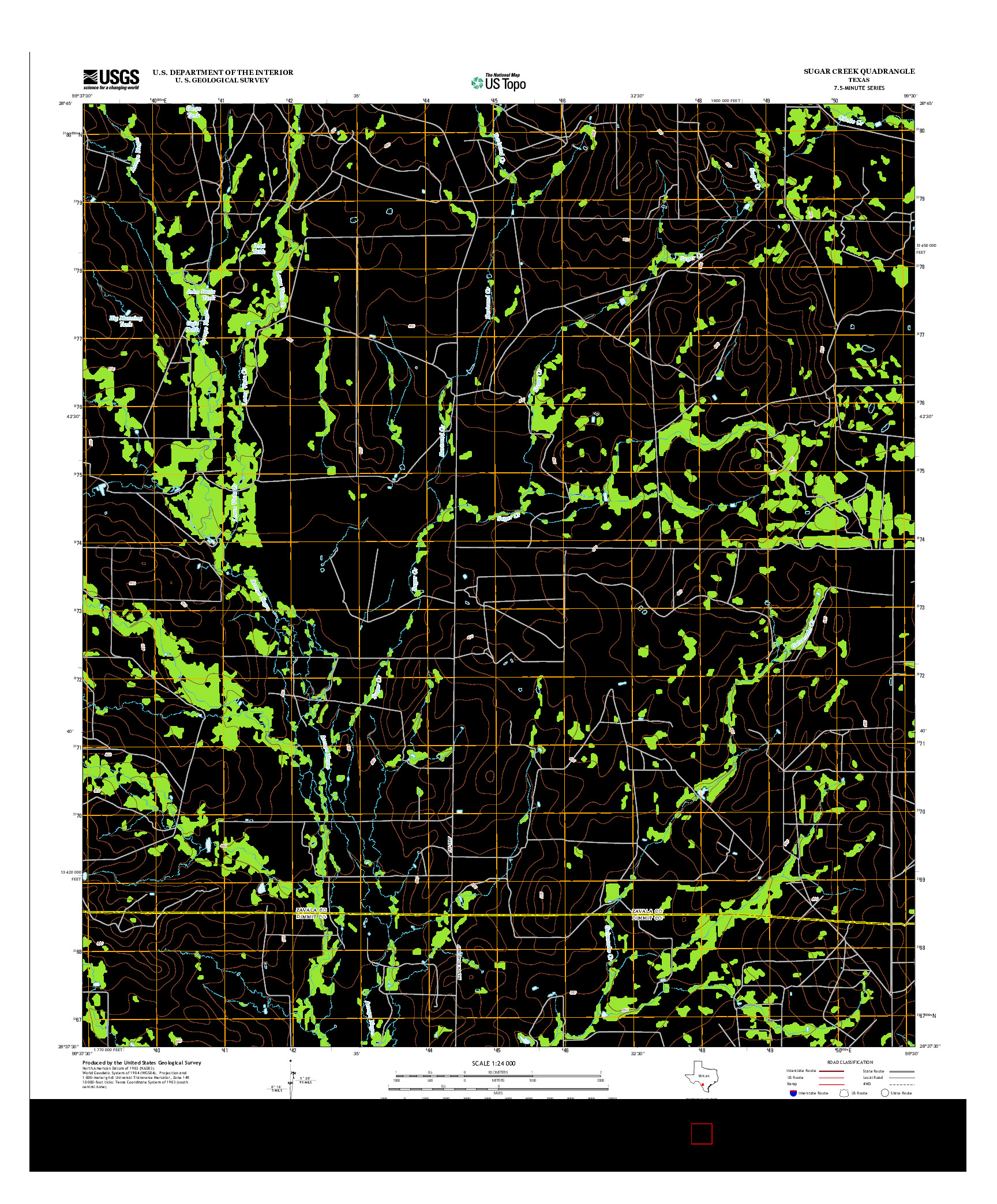 USGS US TOPO 7.5-MINUTE MAP FOR SUGAR CREEK, TX 2013