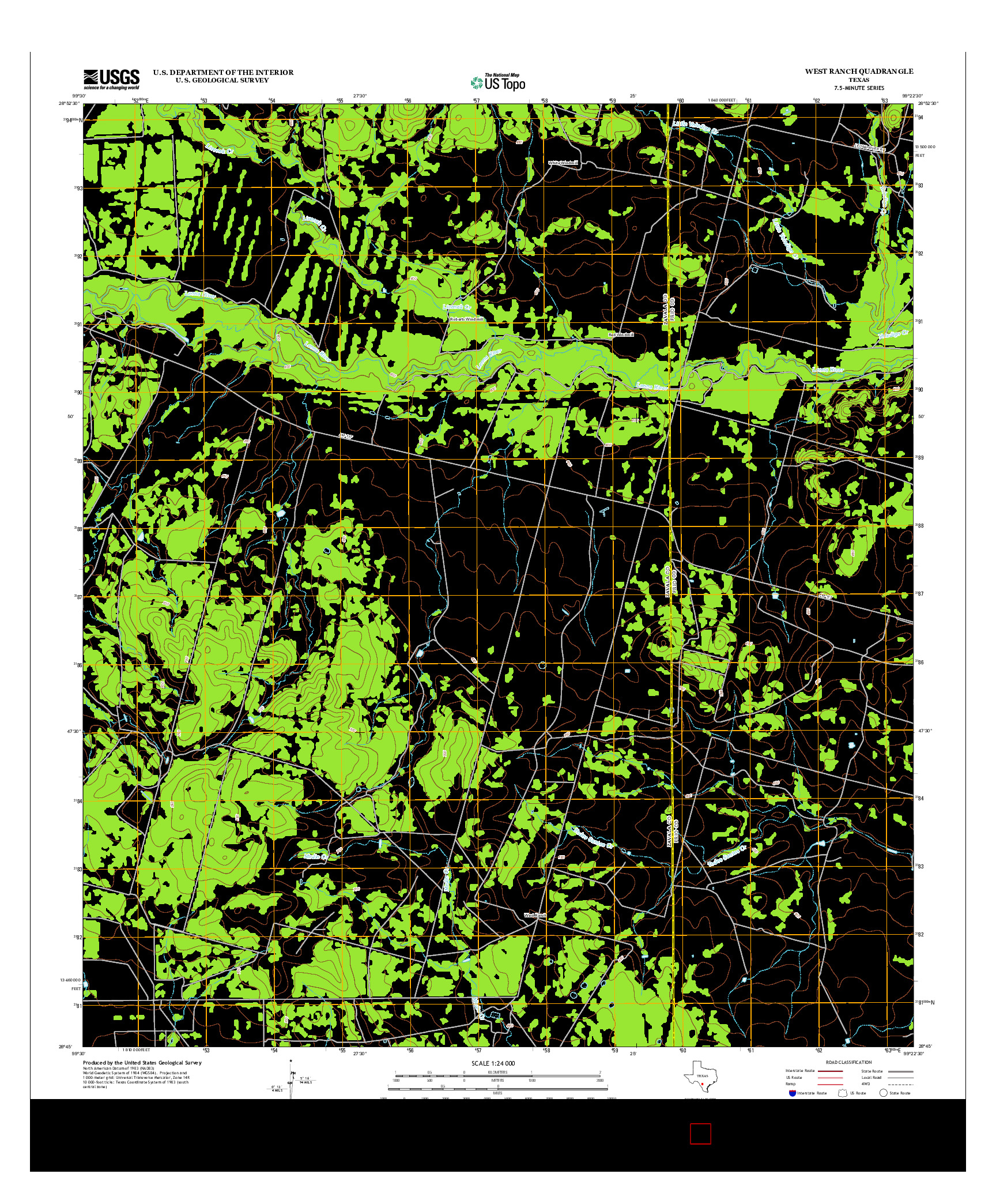 USGS US TOPO 7.5-MINUTE MAP FOR WEST RANCH, TX 2013
