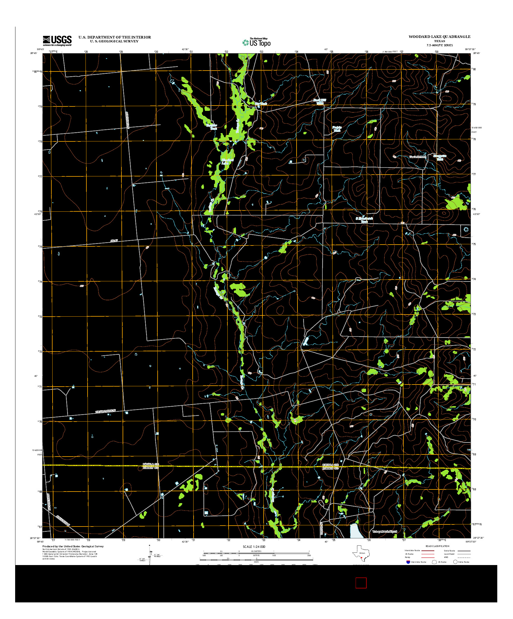 USGS US TOPO 7.5-MINUTE MAP FOR WOODARD LAKE, TX 2013