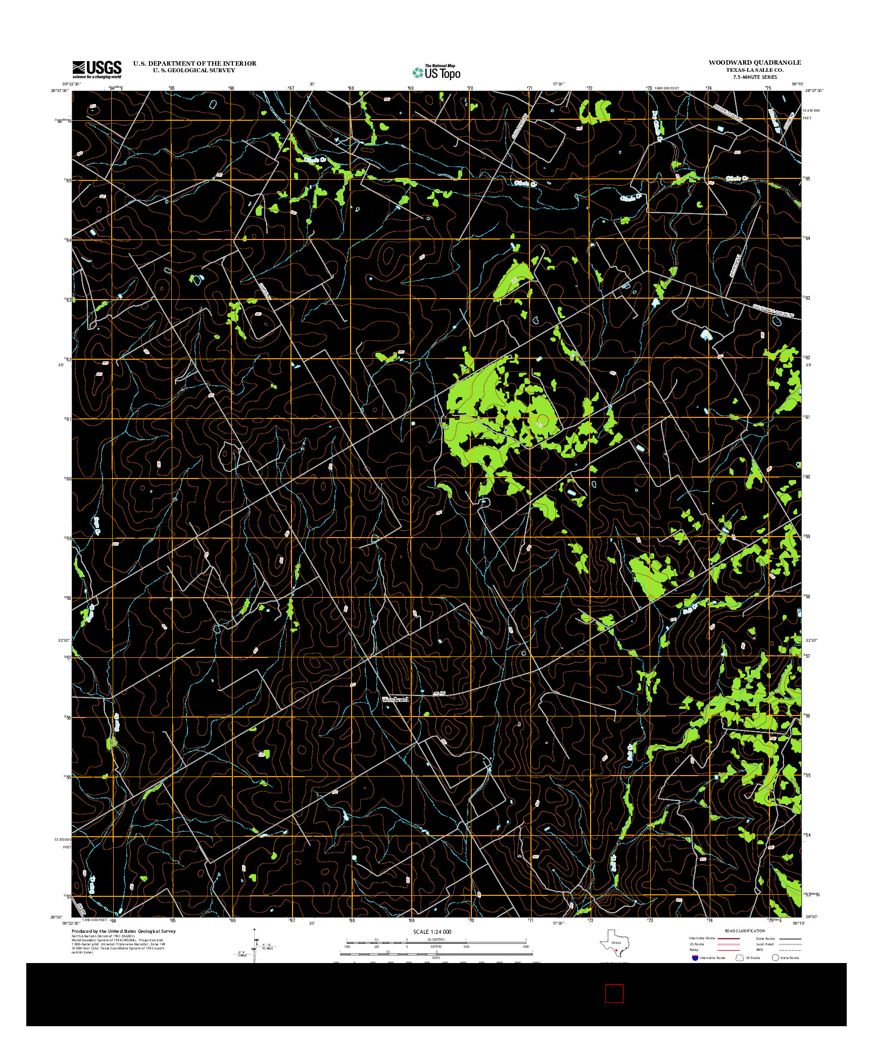 USGS US TOPO 7.5-MINUTE MAP FOR WOODWARD, TX 2013