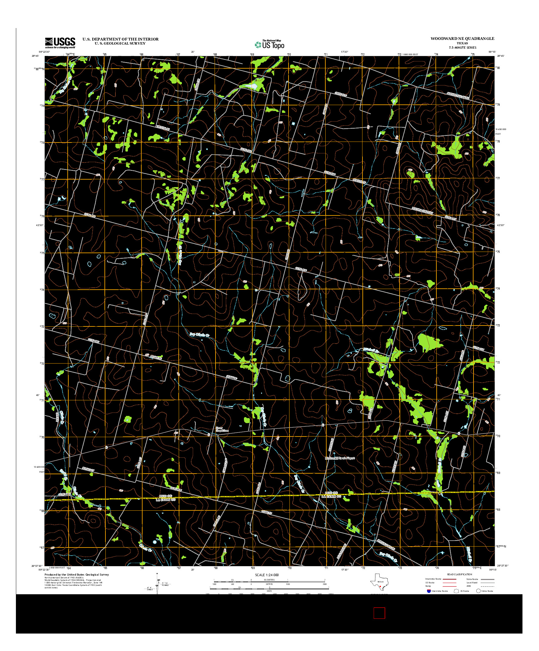 USGS US TOPO 7.5-MINUTE MAP FOR WOODWARD NE, TX 2013