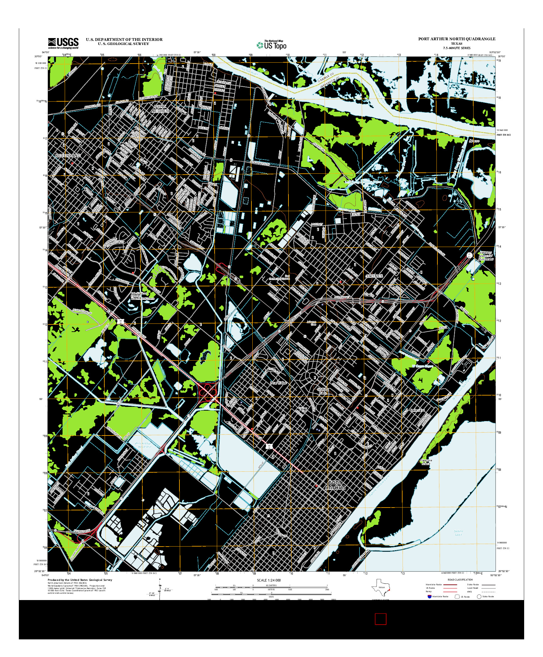 USGS US TOPO 7.5-MINUTE MAP FOR PORT ARTHUR NORTH, TX 2013