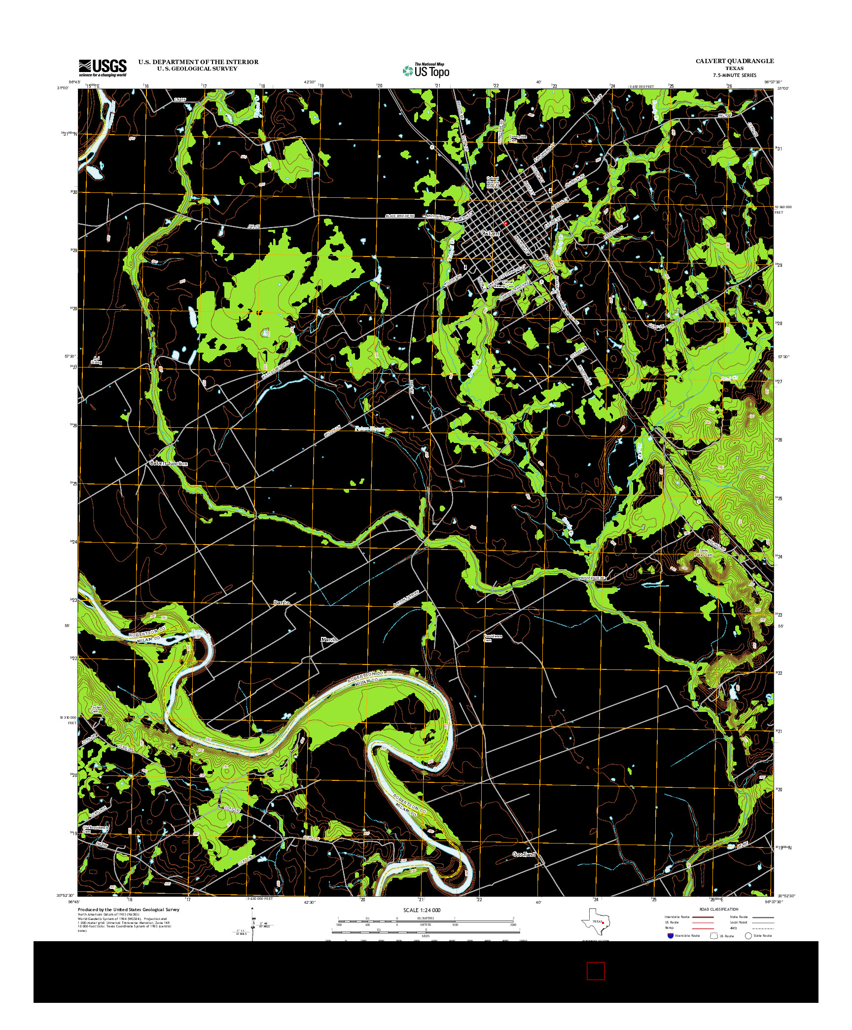 USGS US TOPO 7.5-MINUTE MAP FOR CALVERT, TX 2013