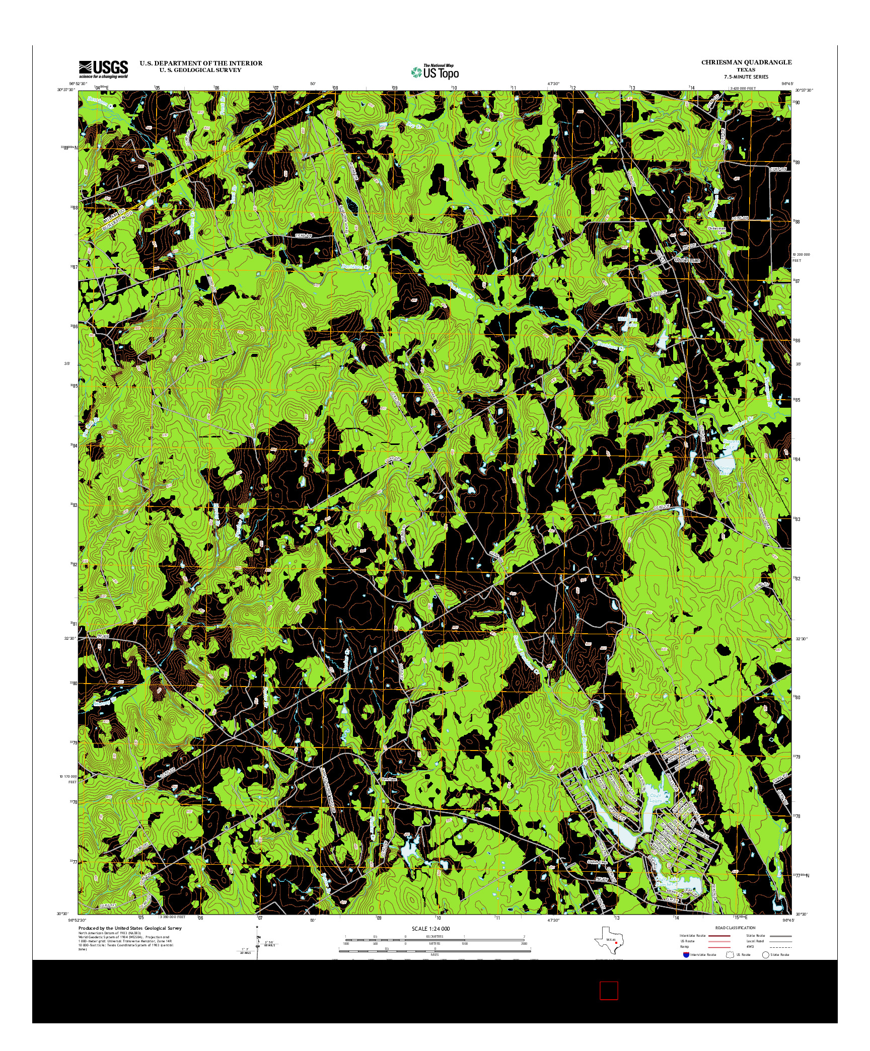 USGS US TOPO 7.5-MINUTE MAP FOR CHRIESMAN, TX 2013