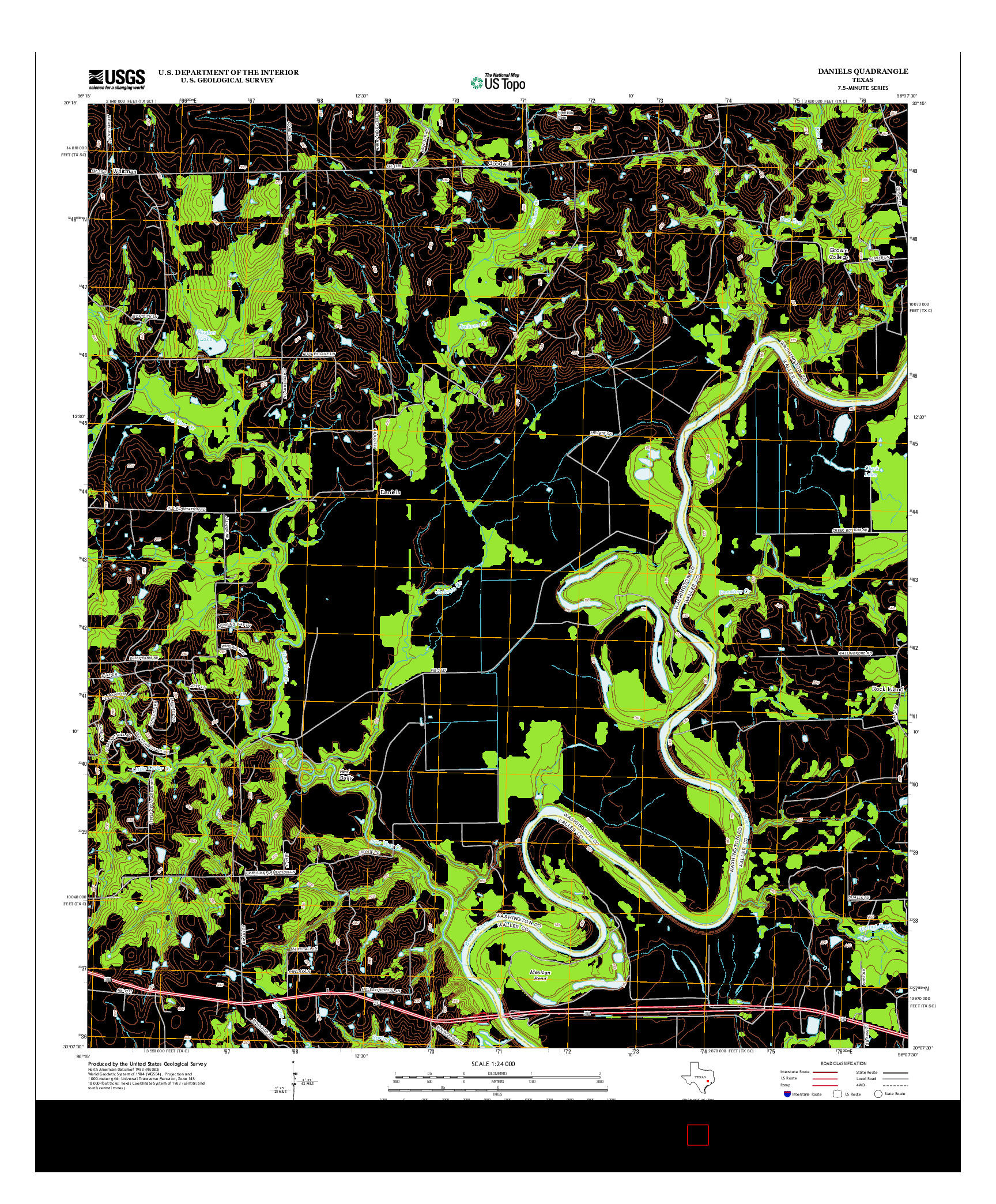 USGS US TOPO 7.5-MINUTE MAP FOR DANIELS, TX 2013