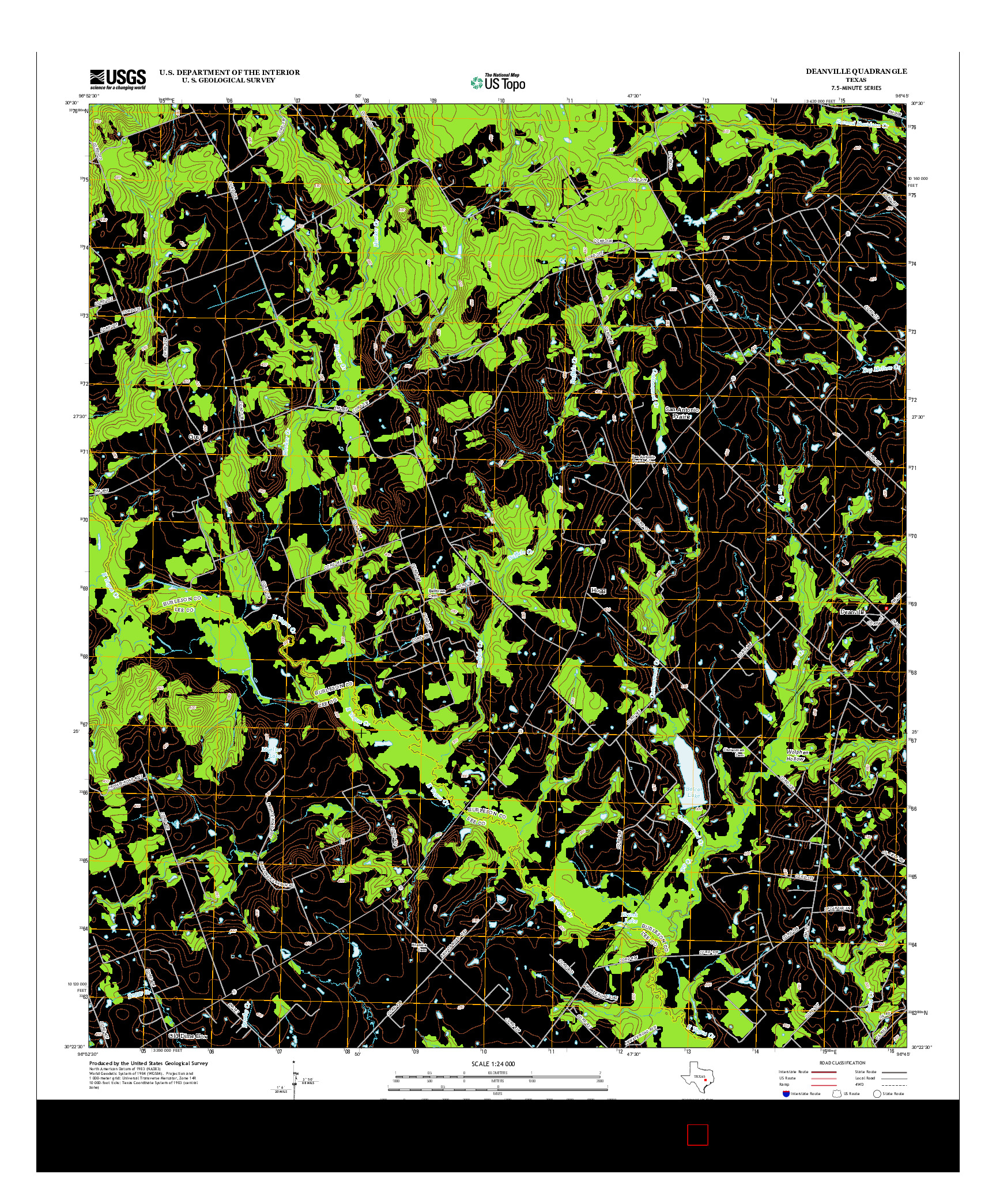 USGS US TOPO 7.5-MINUTE MAP FOR DEANVILLE, TX 2013