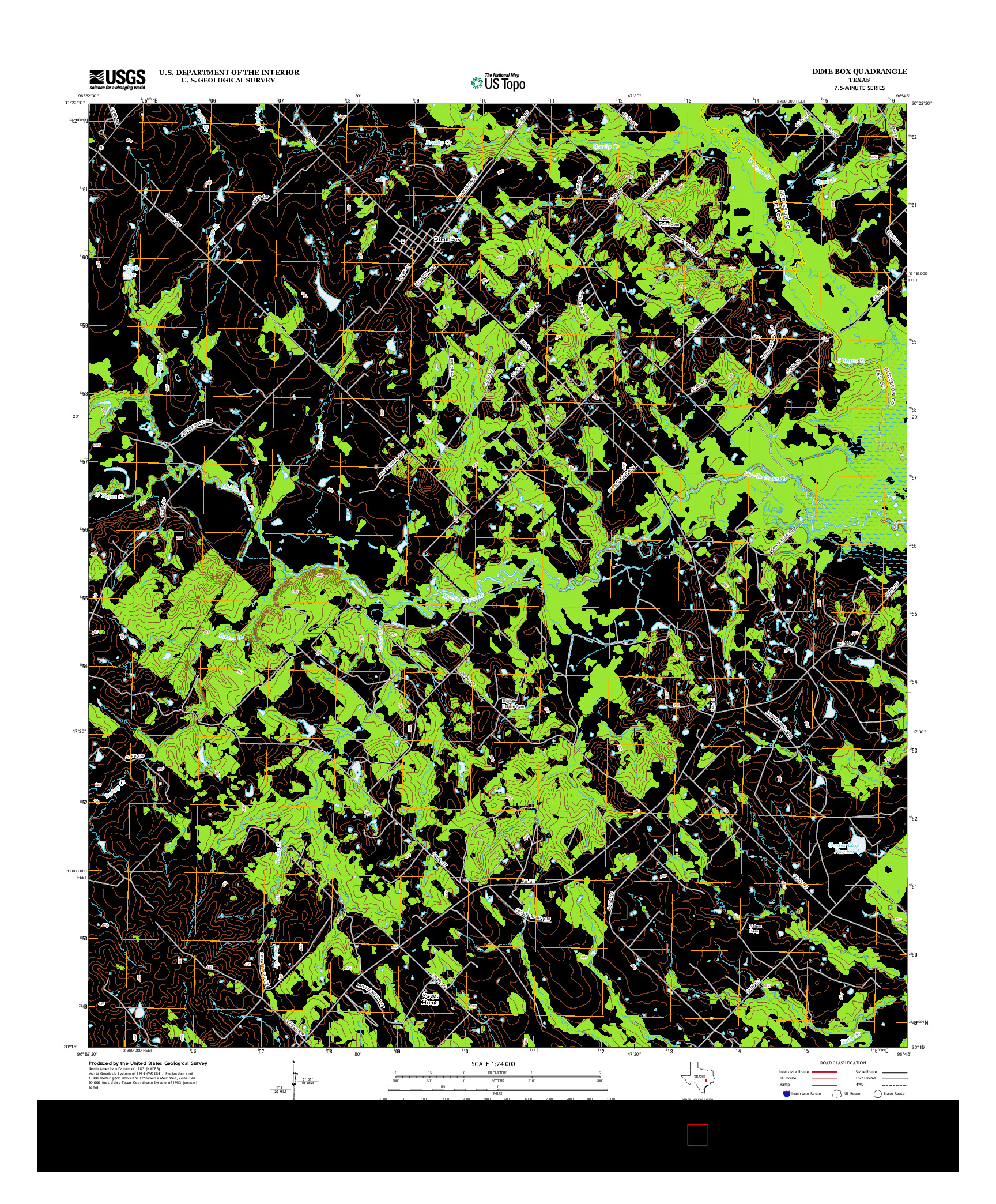 USGS US TOPO 7.5-MINUTE MAP FOR DIME BOX, TX 2013