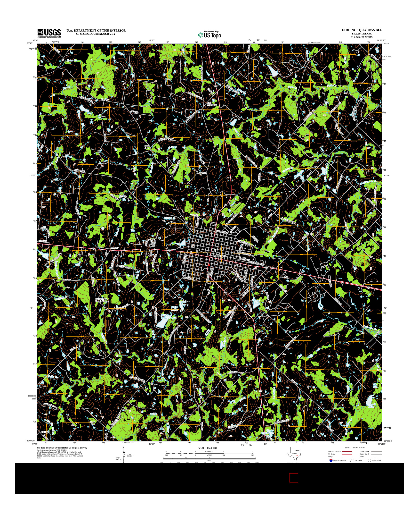 USGS US TOPO 7.5-MINUTE MAP FOR GIDDINGS, TX 2013